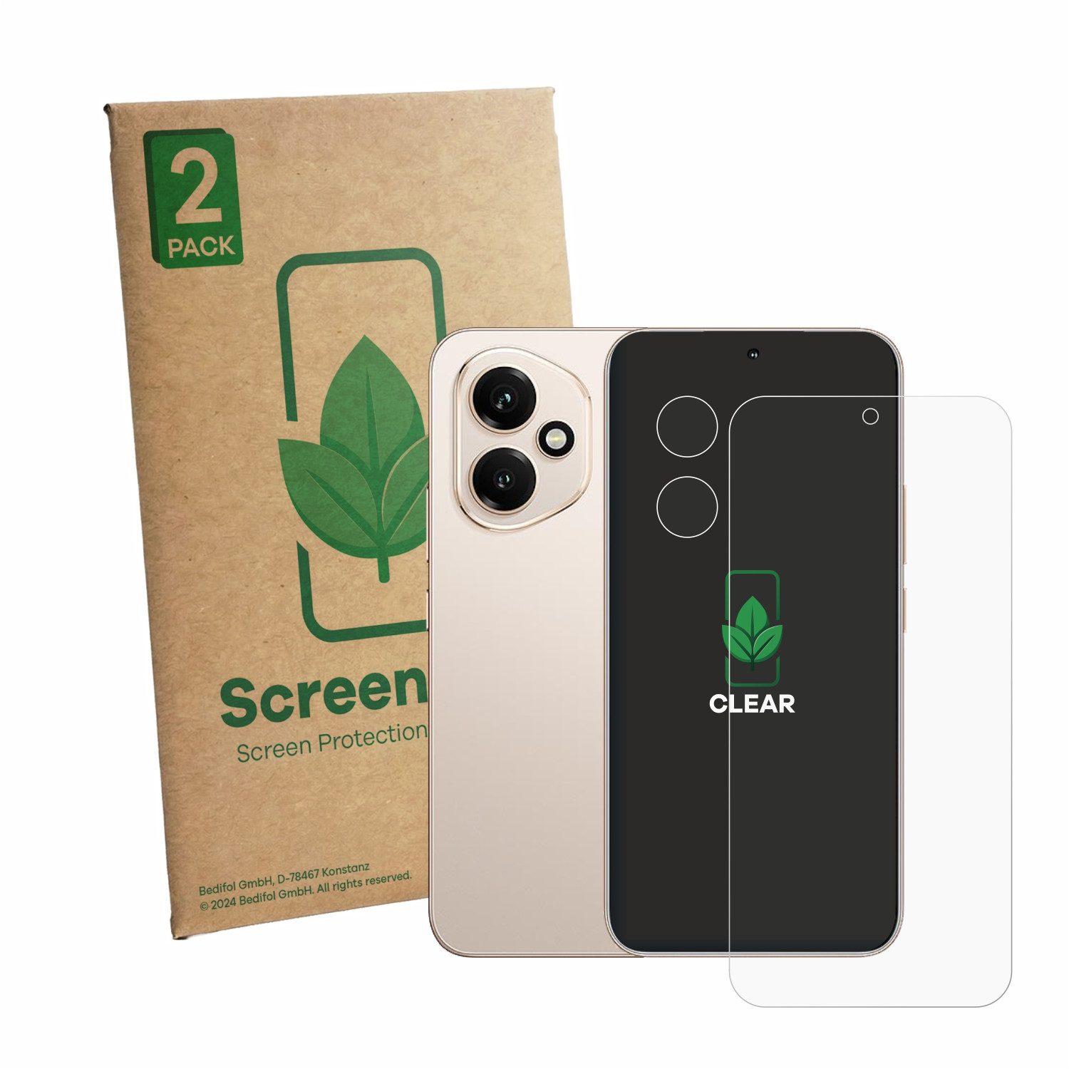 ScreenLeaf Displayschutzfolie Schutzfolie für Honor 400 (Display+Kamera), 2 Stück, Displayschutz Schutz Folie Klar Transparent
