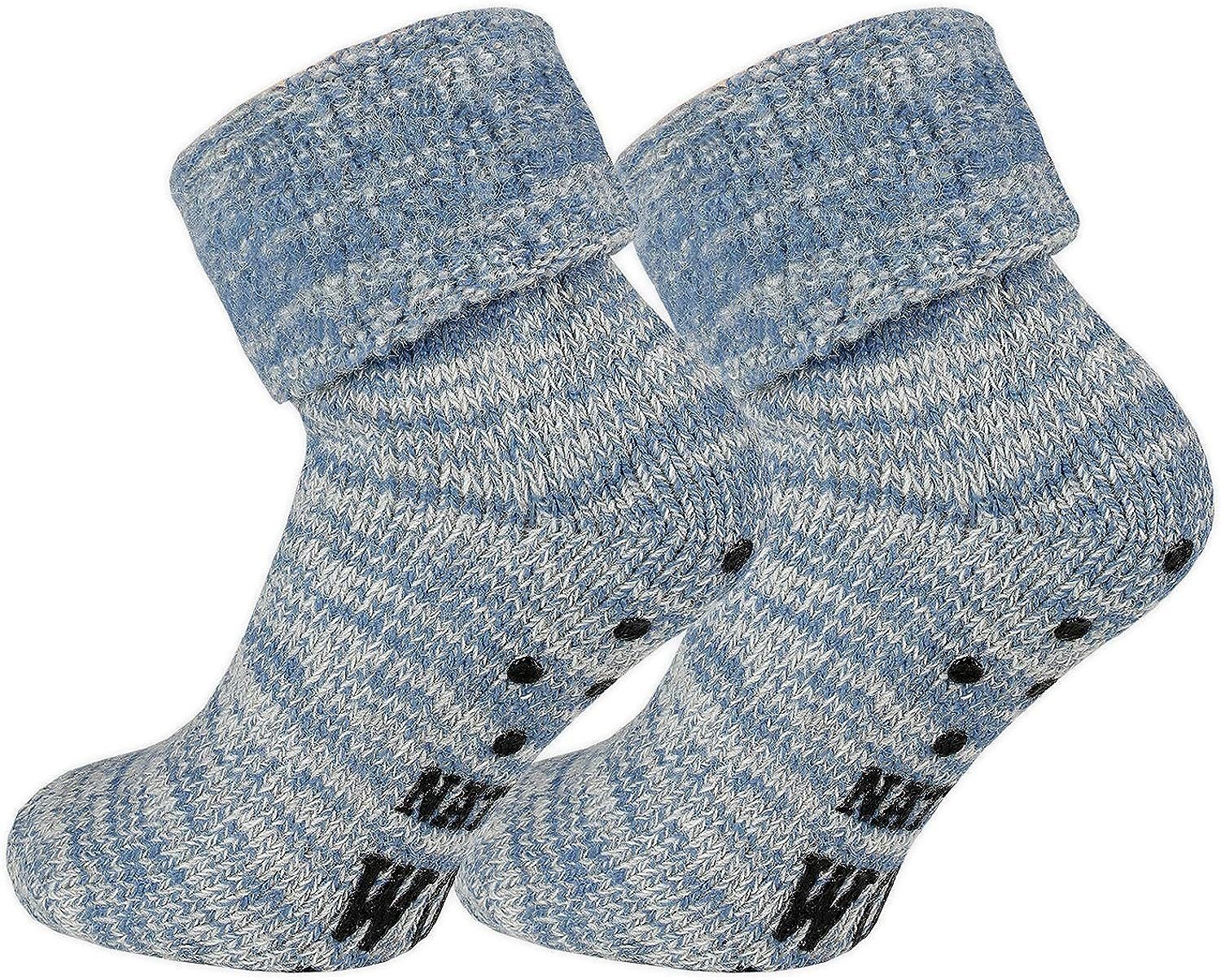 TippTexx ABS 2 Wintersocken Paar Jeans ABS-Socken Stoppersocken 24 Innenfrottee Wollsocken mit