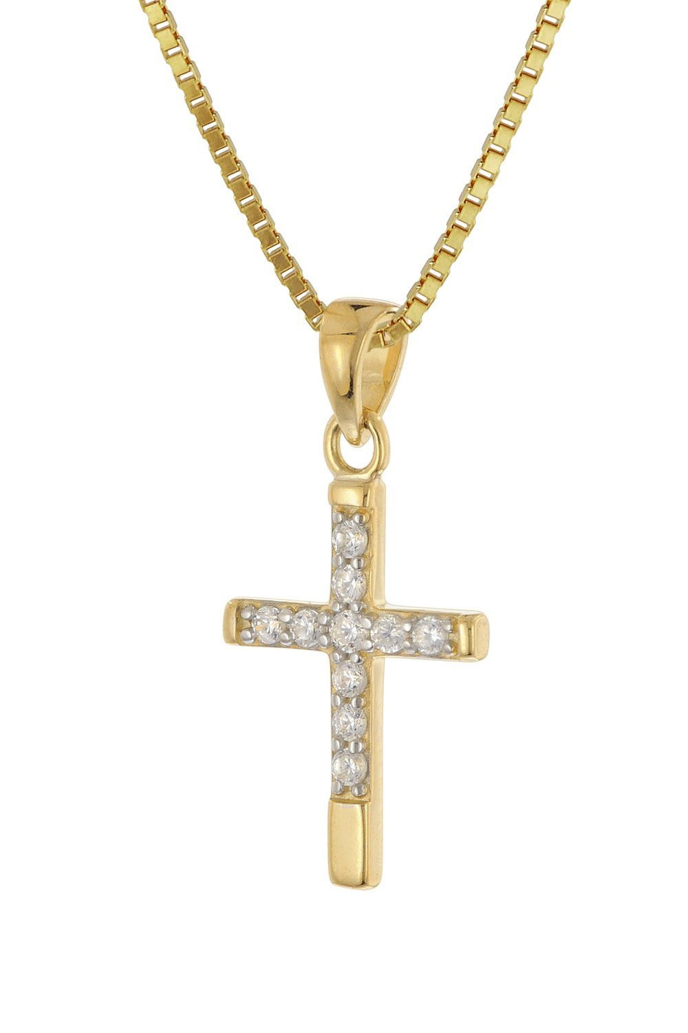 Valentinstagsgeschenk trendor Kette mit Anhänger -Anhänger Gold 333 (8 K) mit vergoldeter Silber-, goldfarben, 38 cm