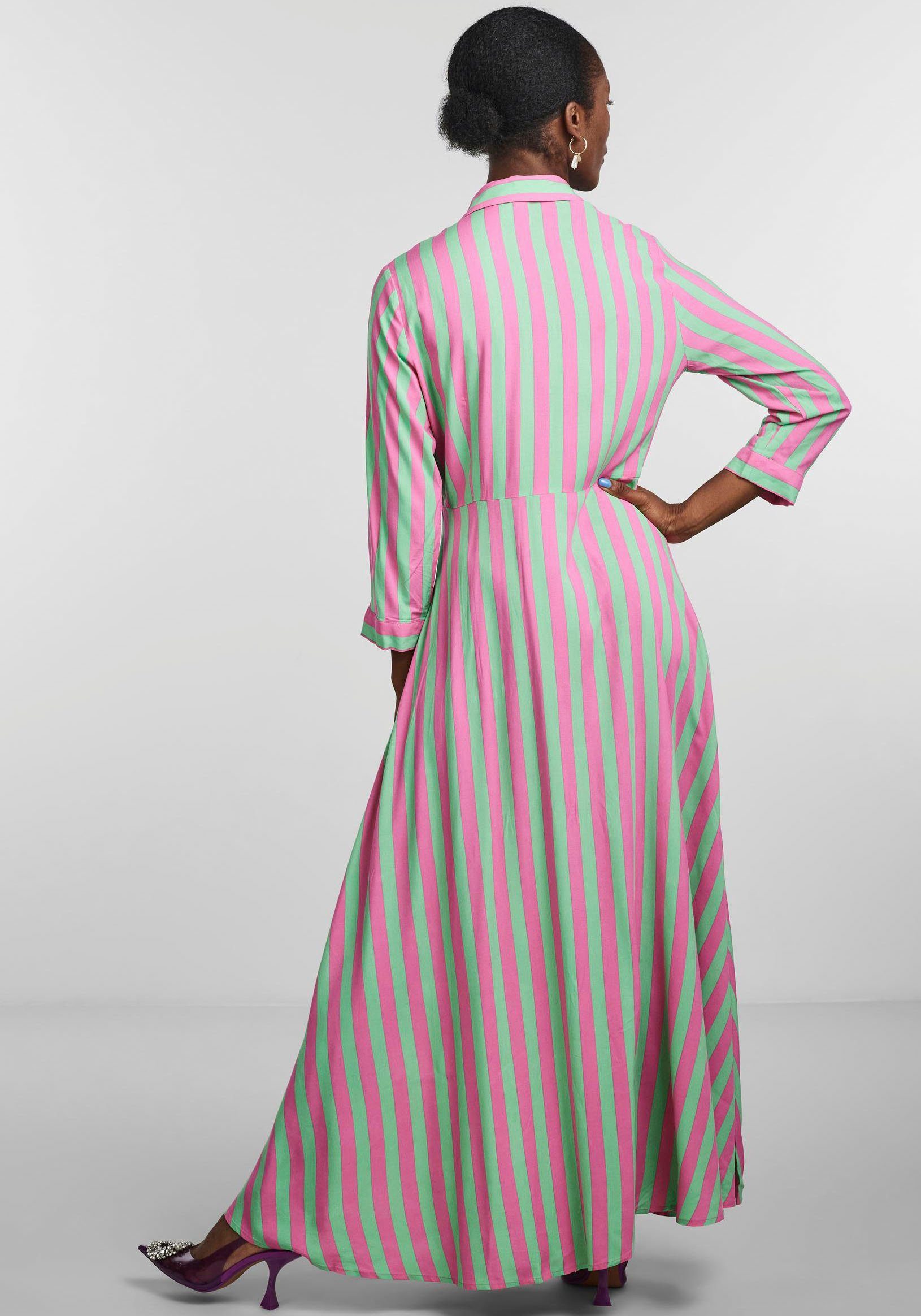 Y.A.S SHIRT YASSAVANNA 3/4 Katydid Str:AZELIA DRESS LONG Hemdblusenkleid mit PINK Ärmel