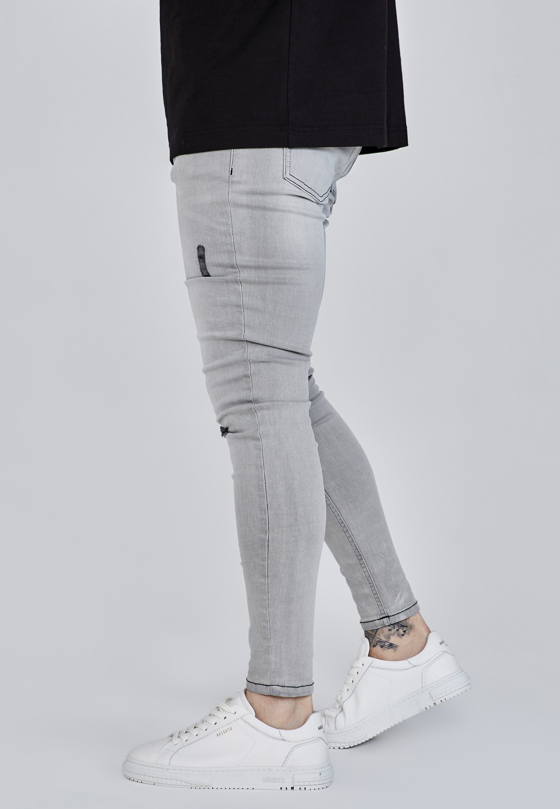 Siksilk Skinny-fit-Jeans SikSilk Herren Graue Distressed Skinny Jeans