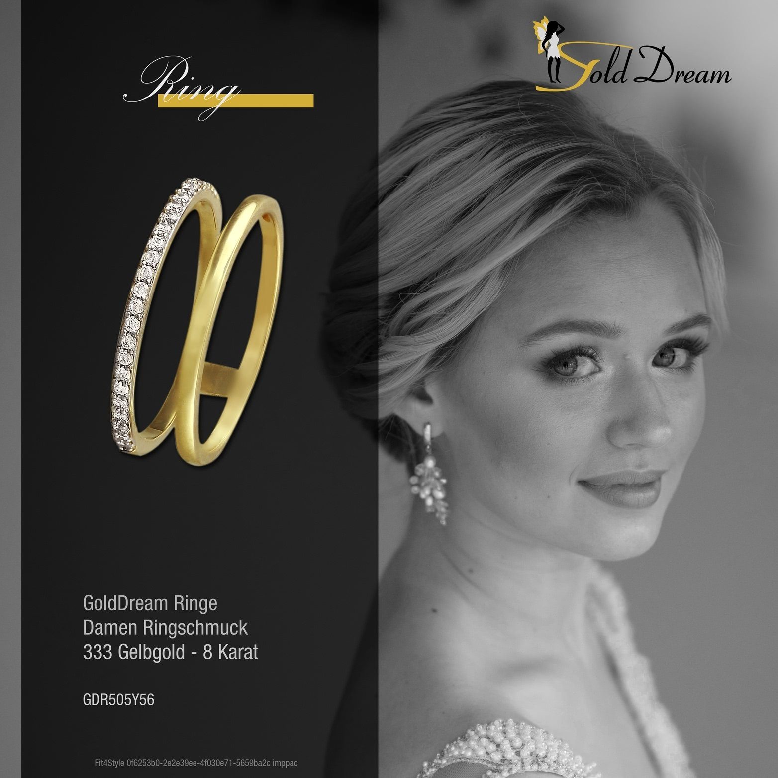 GoldDream Goldring GoldDream 8Kt Gold Doppel Ring Gr.56, Fingerring Größe 56 (17,8), 333 Gelbgold - 8 Karat Echtgold, 333er Gel