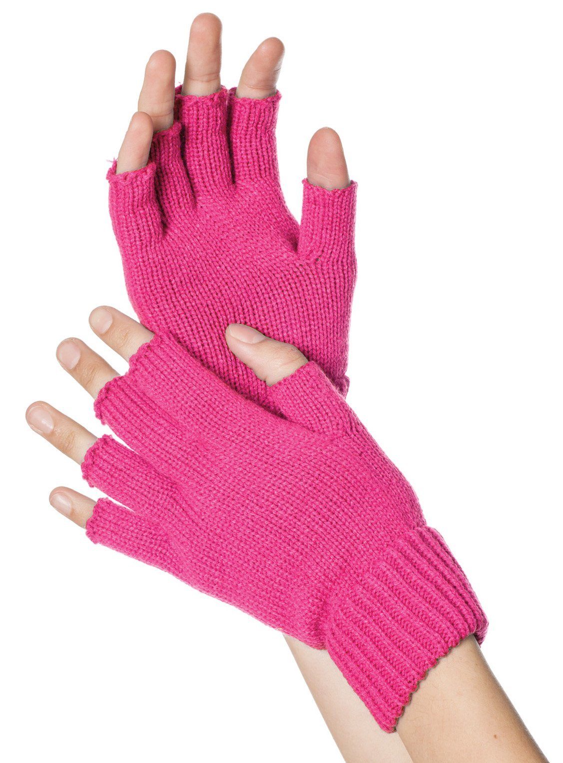 Kostüm Fingerlose Strickhandschuhe pink
