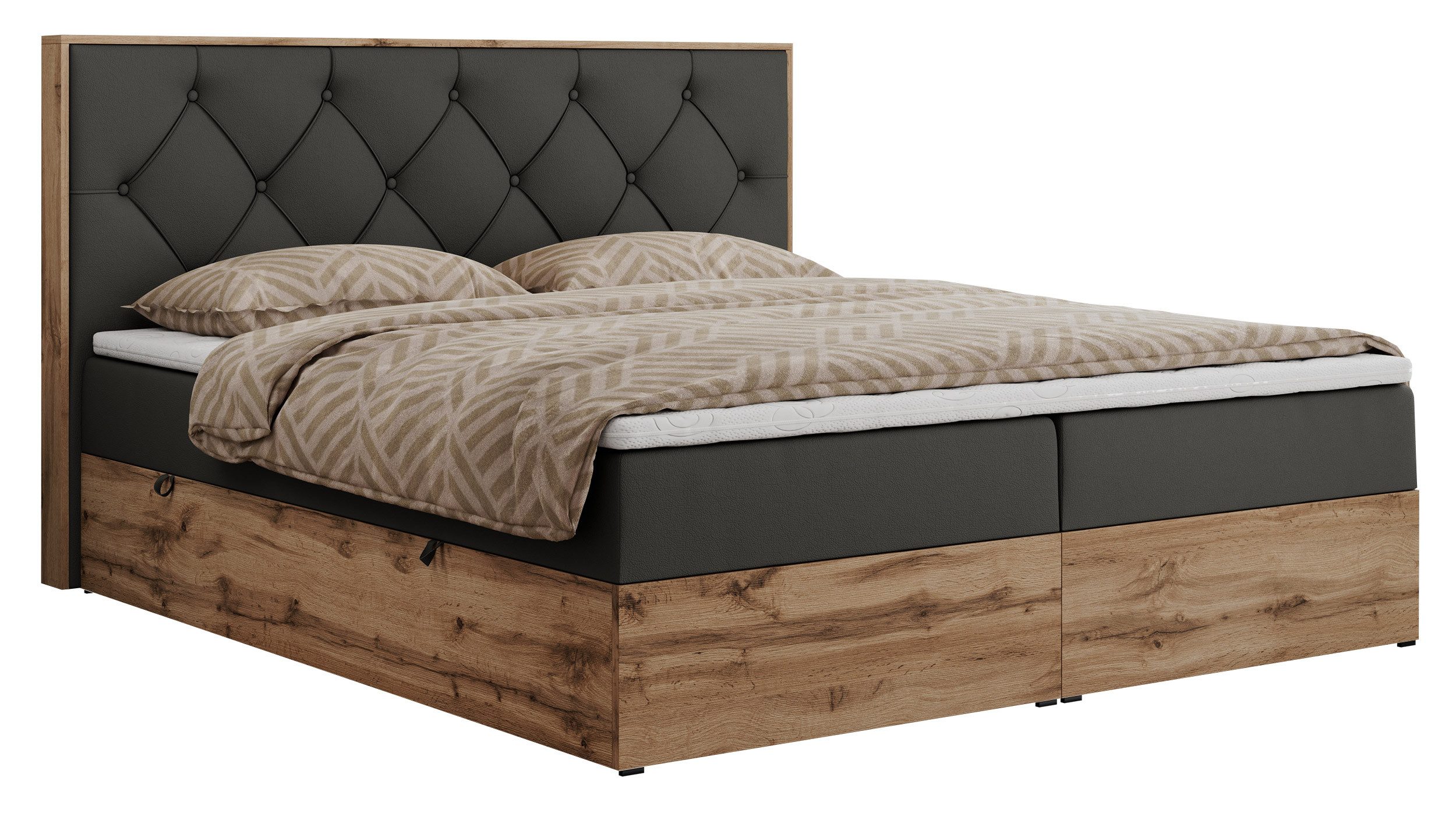 MKS MÖBEL Boxspringbett VENETO (Polsterbett, zwei Bettkästen, Topper T-25, günstig online kaufen
