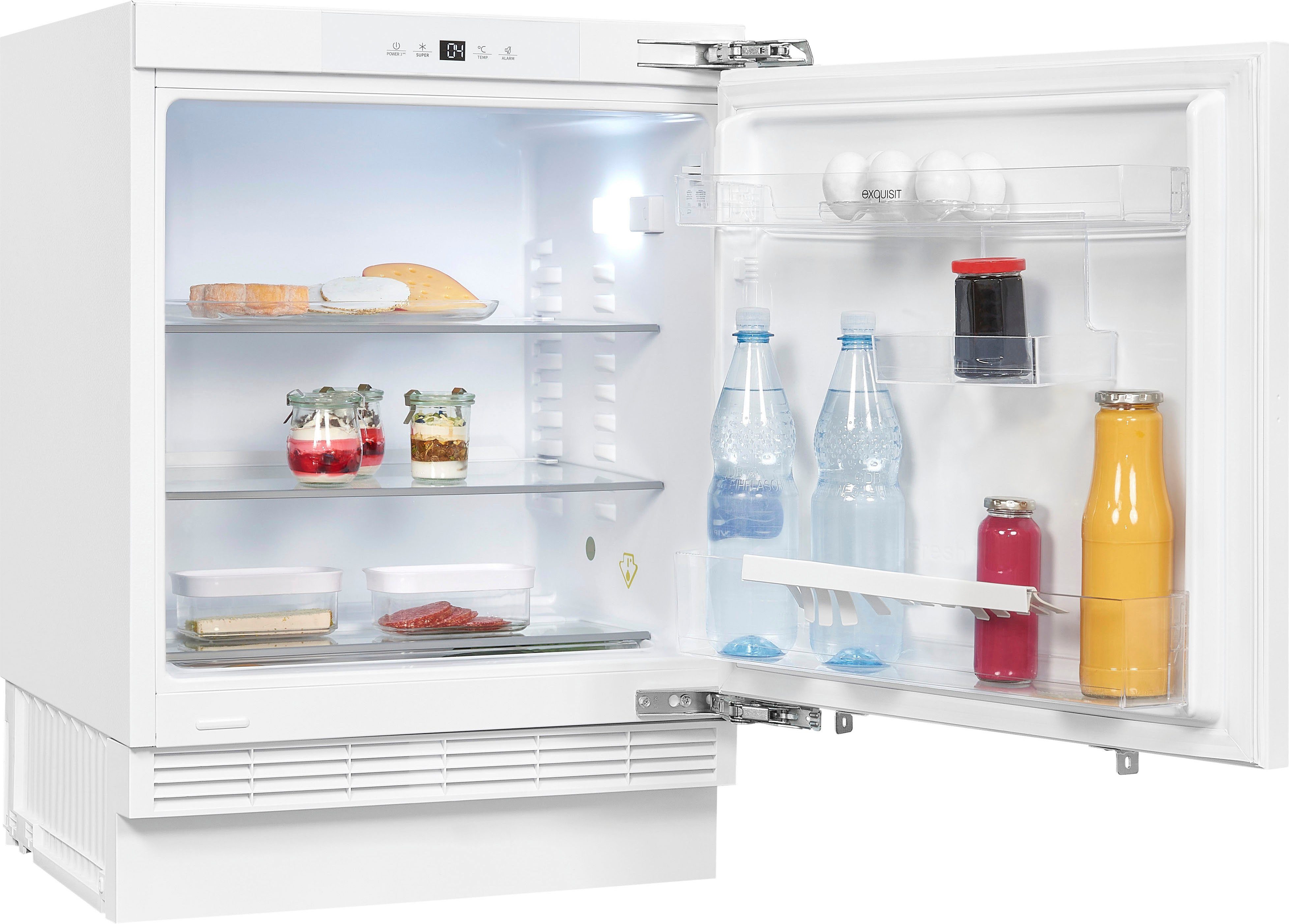 exquisit Einbaukühlschrank UKS140-V-FE-010D, 81,8 cm hoch, 59,5 cm breit, Ideal zum Unterbauen in die Küchenzeile für kleine Küchen, Büroküchen