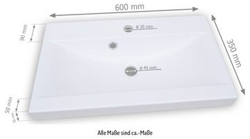 welltime Badmöbel-Set ELDA, (Komplett-Set, 5-St), Waschtisch inkl. Waschbecken, Hochschrank, Badschrank und Spiegel