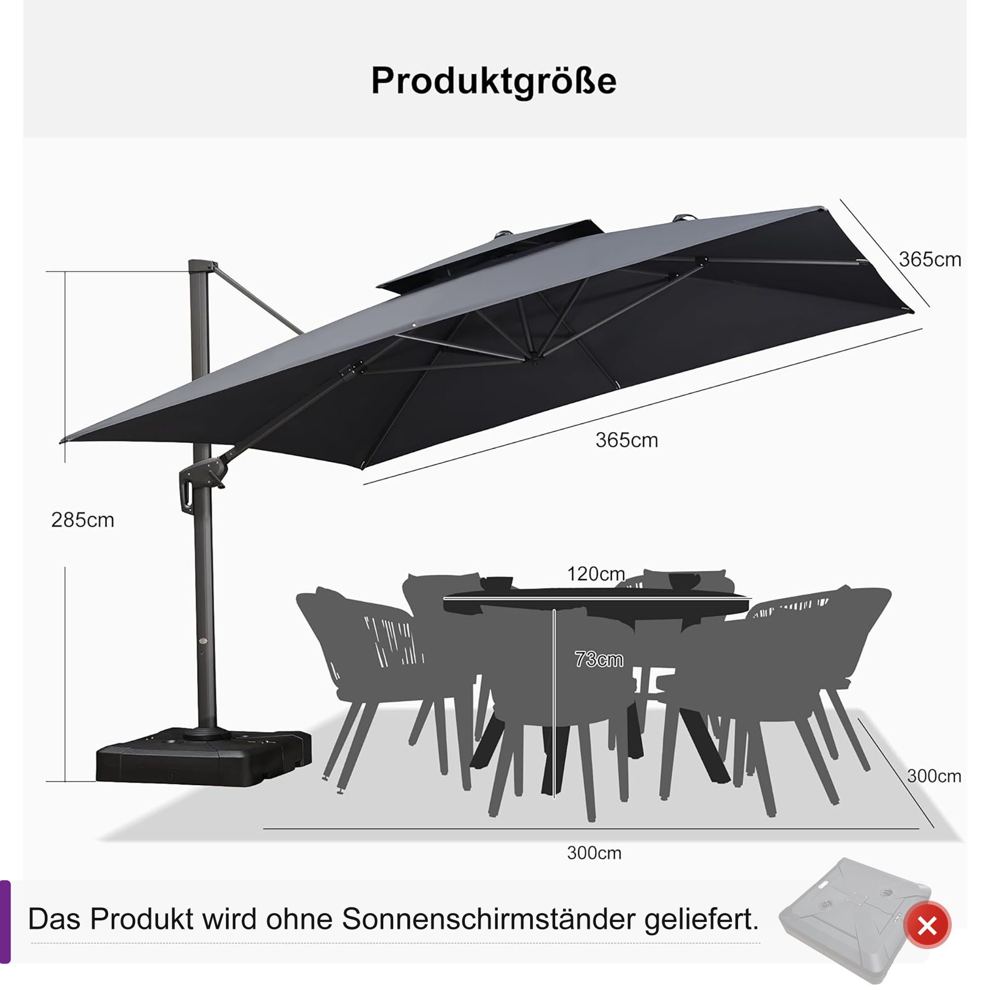 PURPLE LEAF Ampelschirm Außenbereich Alu Doppeldach günstig online kaufen