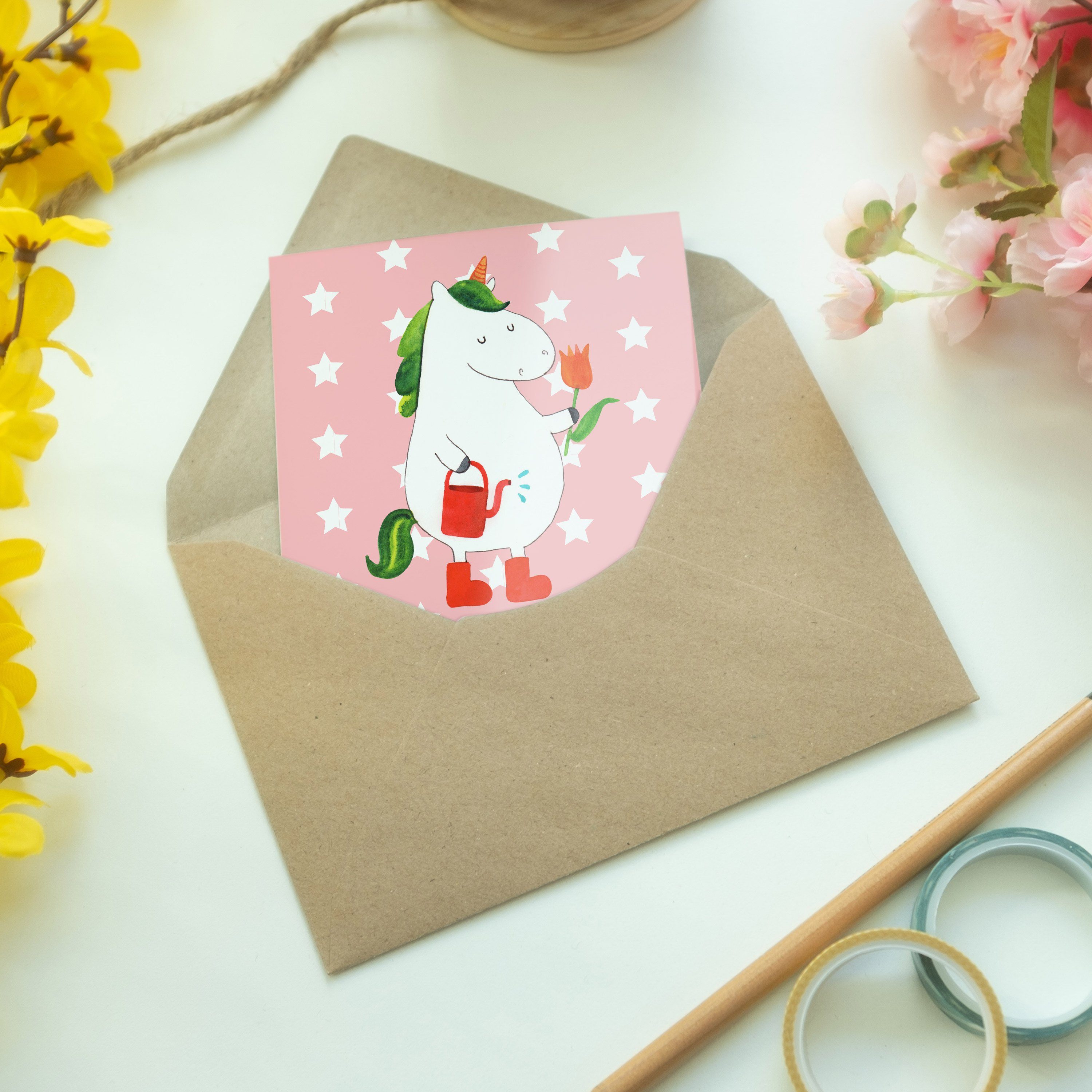 Geschenk, Rot - Mrs. Einladungskarte Pastell - & Einhorn Gärtner Mr. Klappkarte, Panda Grußkarte