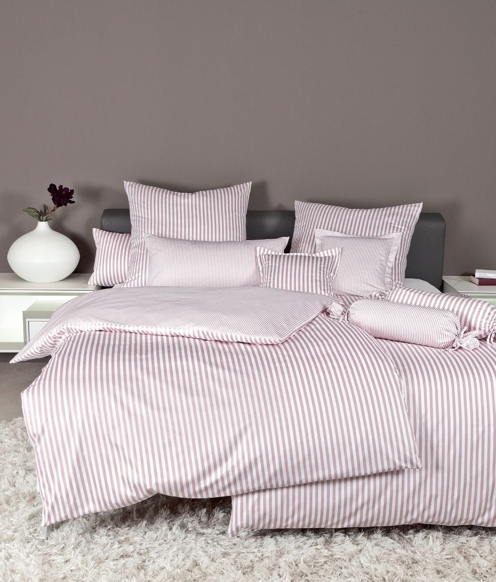 Janine Bettwäsche Mako-Satin Bettwäsche 135X200,80x80 modernclassic rosa, Bettbezug Kopfkissenbezug Set kuschelig weich hochwertig
