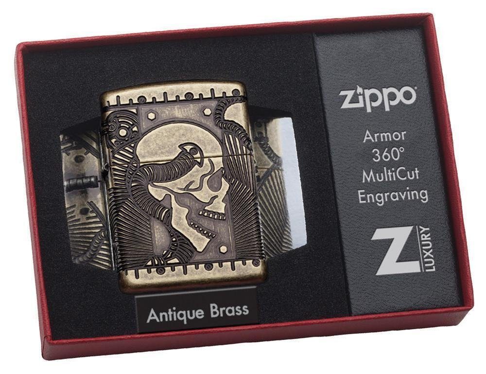 Zippo Feuerzeug Steampunk Skull Totenkopf Armor Case Feuerzeug Multicut