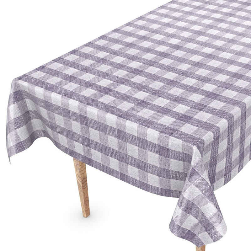 ANRO Tischdecke Tischdecke Wachstuch Gestreift Blau Robust Wasserabweisend Breite 140, Geprägt