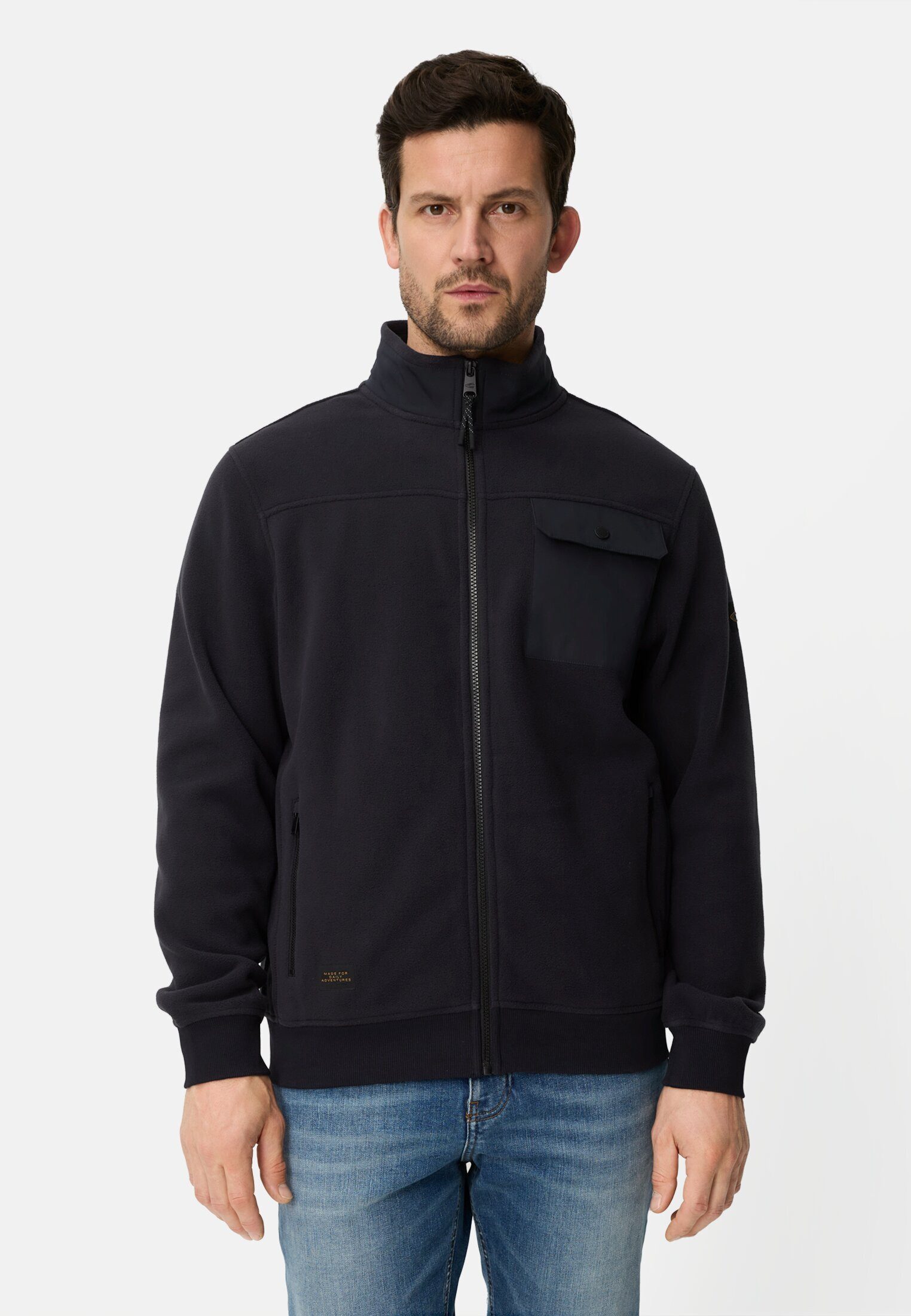 camel active Sweatjacke mit reflektierenden Details Langarm Stehkragen