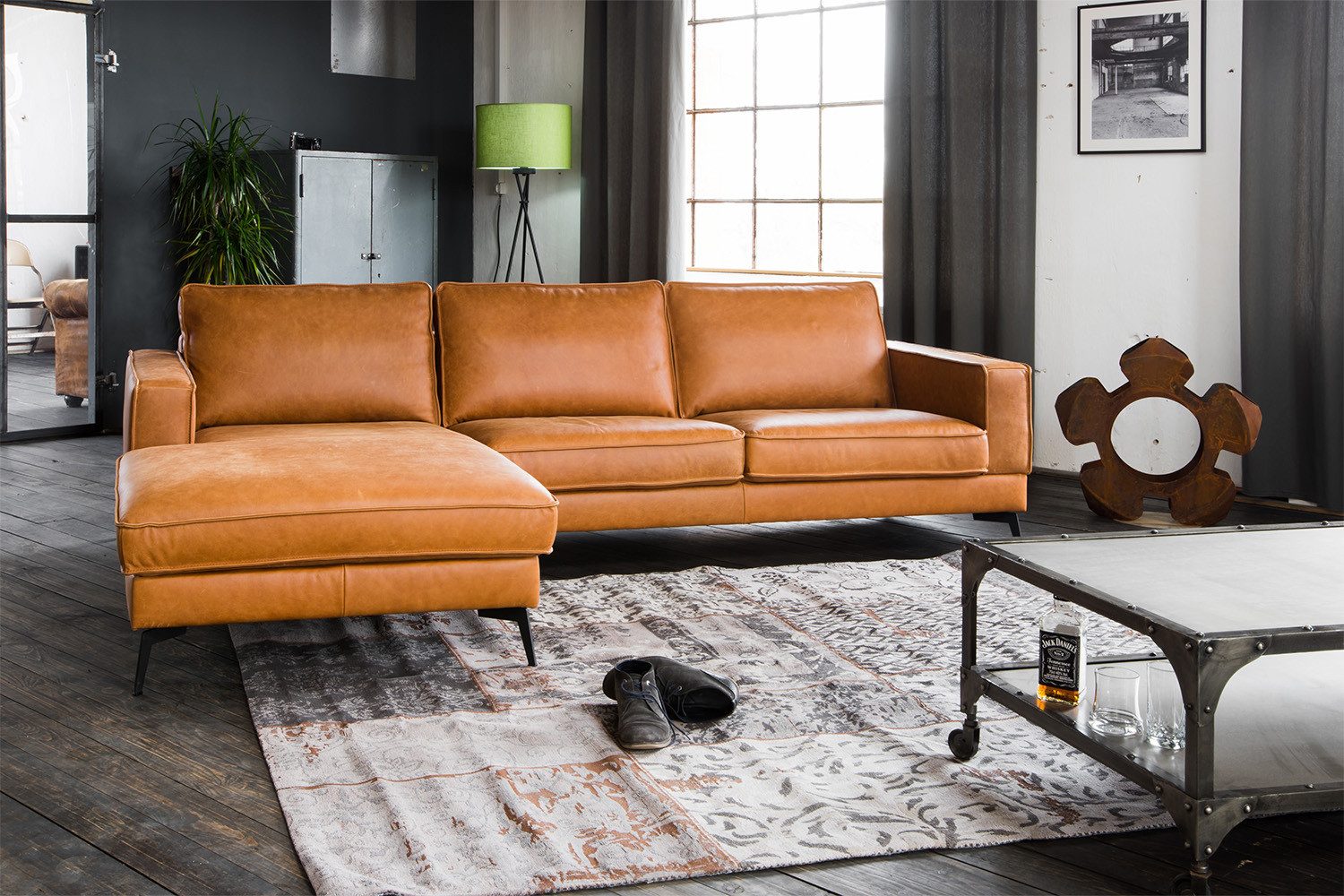 KAWOLA Ecksofa BLOOM, Couch L-Form rechts oder links Leder verschiedene Farben 276x177 cm