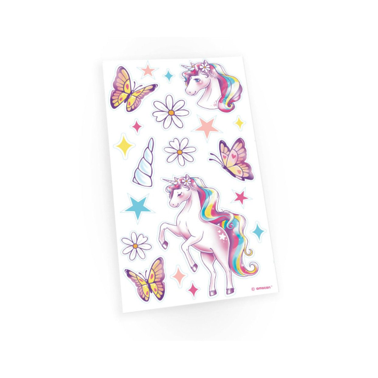 Amscan Schmuck-Tattoo 4 Tattoobögen Einhorn - mit je 20 Татуировки