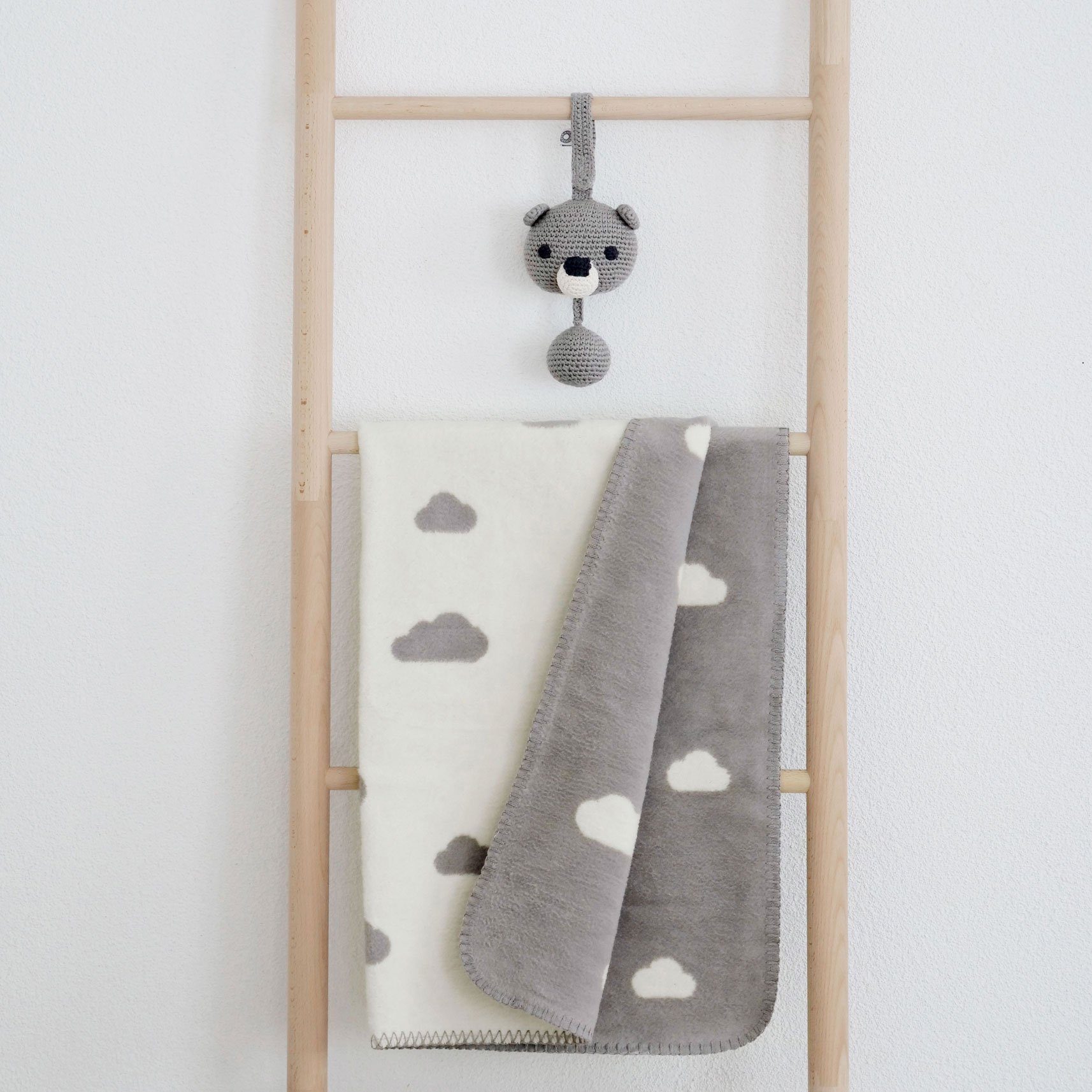 Babydecke mit Wolken aus 100% Bio-Baumwolle, OEKO-TEX zertifiziert