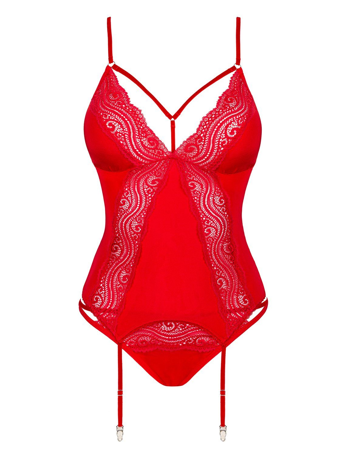 Obsessive Corsage Corsage Diyosa rot mit Slip Dessous mit Strapse (Set)