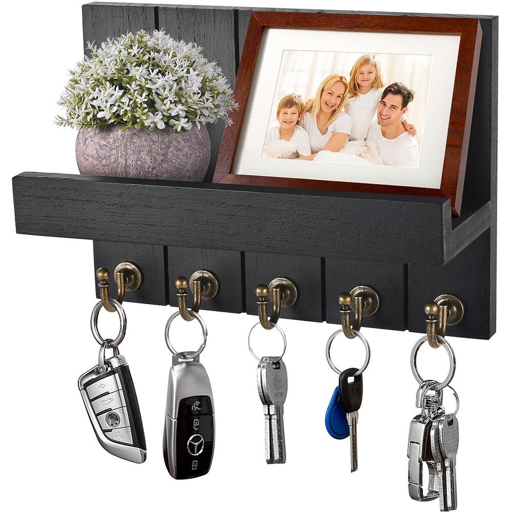 NUODWELL Schlüsselbrett Schlüsselbrett aus Holz, Schlüsselhalter mit Ablage günstig online kaufen