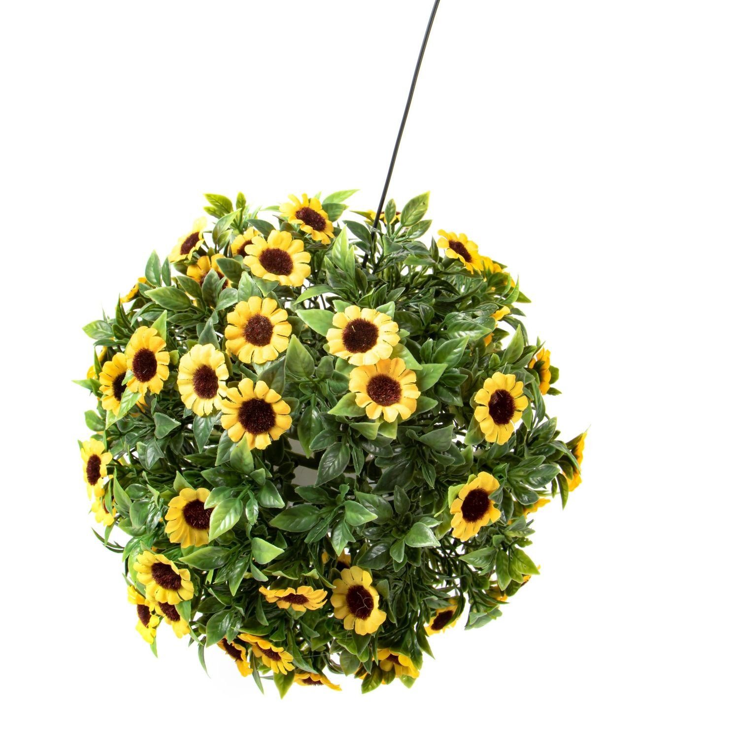 BURI Dekofigur Solar Deko-Kugel Sonnenblumen Gartendeko Blüte Kunstblume Solarleuchte