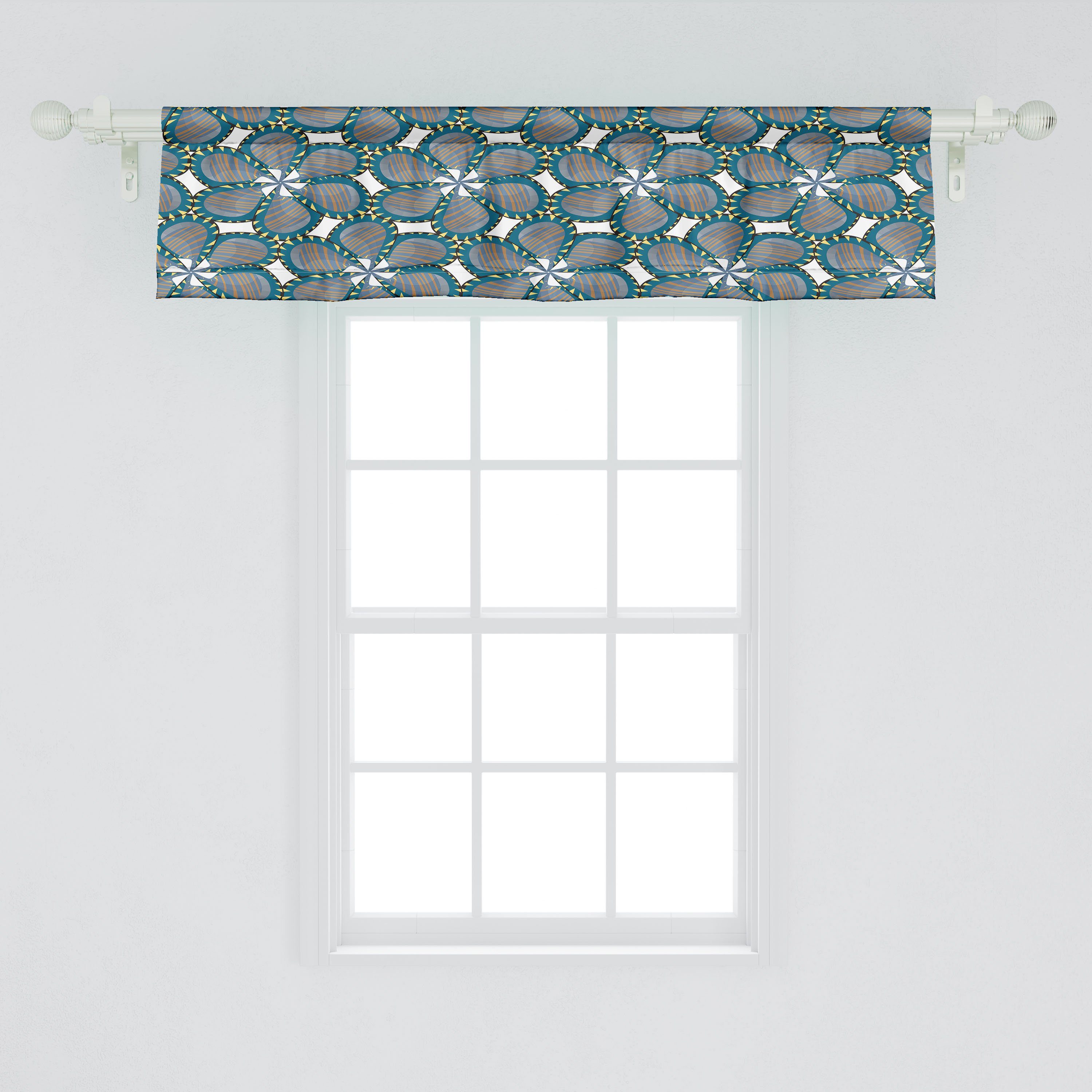 Scheibengardine Vorhang Volant für Microfaser, mit Abakuhaus, Frühlings-Blumen-Blumenblätter Pinwheel Stangentasche, Dekor Küche Schlafzimmer
