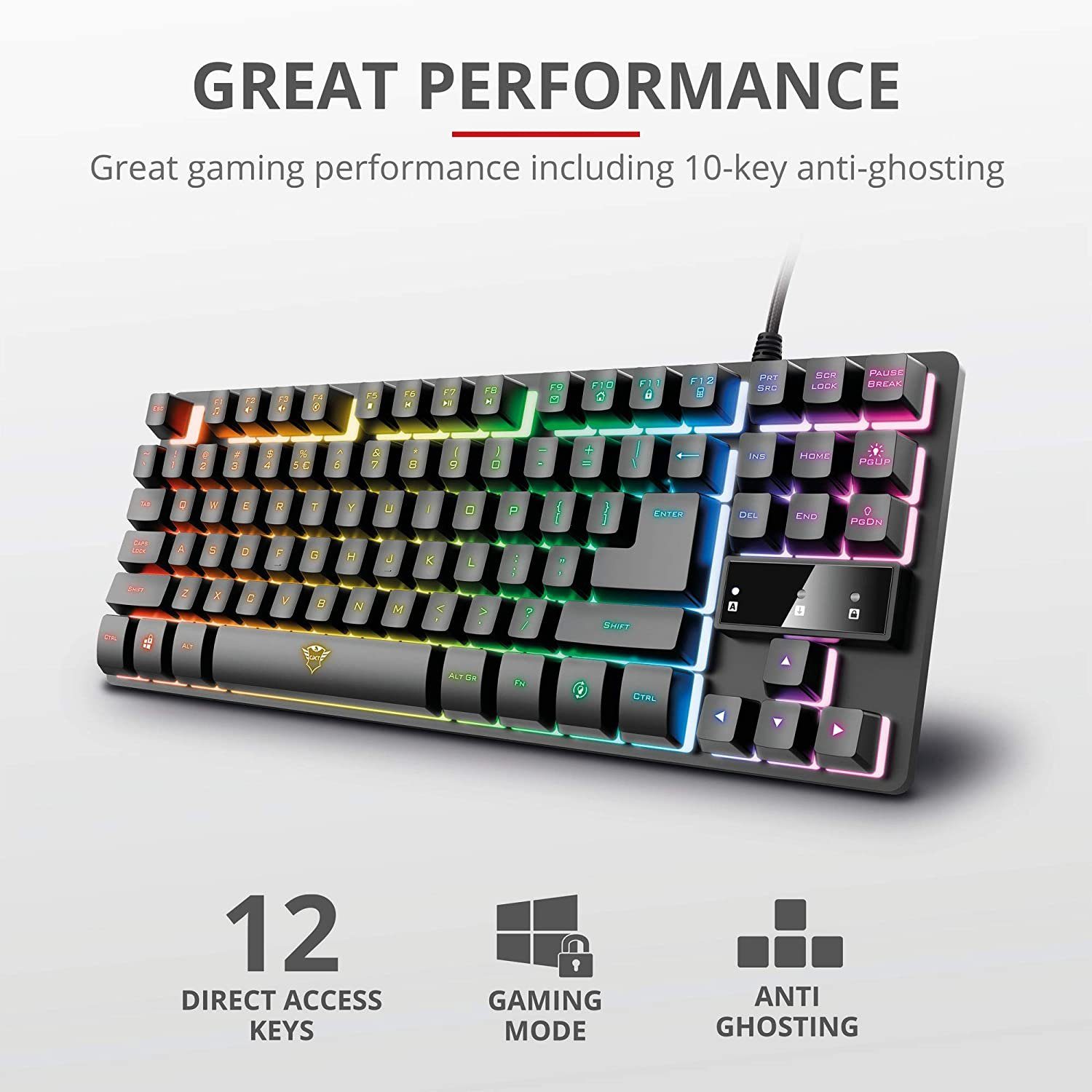 Trust GXT833 THADO TKL Gaming-Tastatur KEYBOARD DE