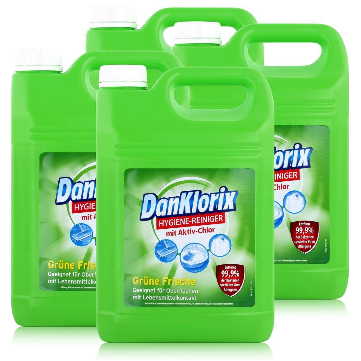 Frische 5L (4er DanKlorix Hygiene-Reiniger Allzweckreiniger grüne Aktiv-Chlor Pack) mit DanKlorix
