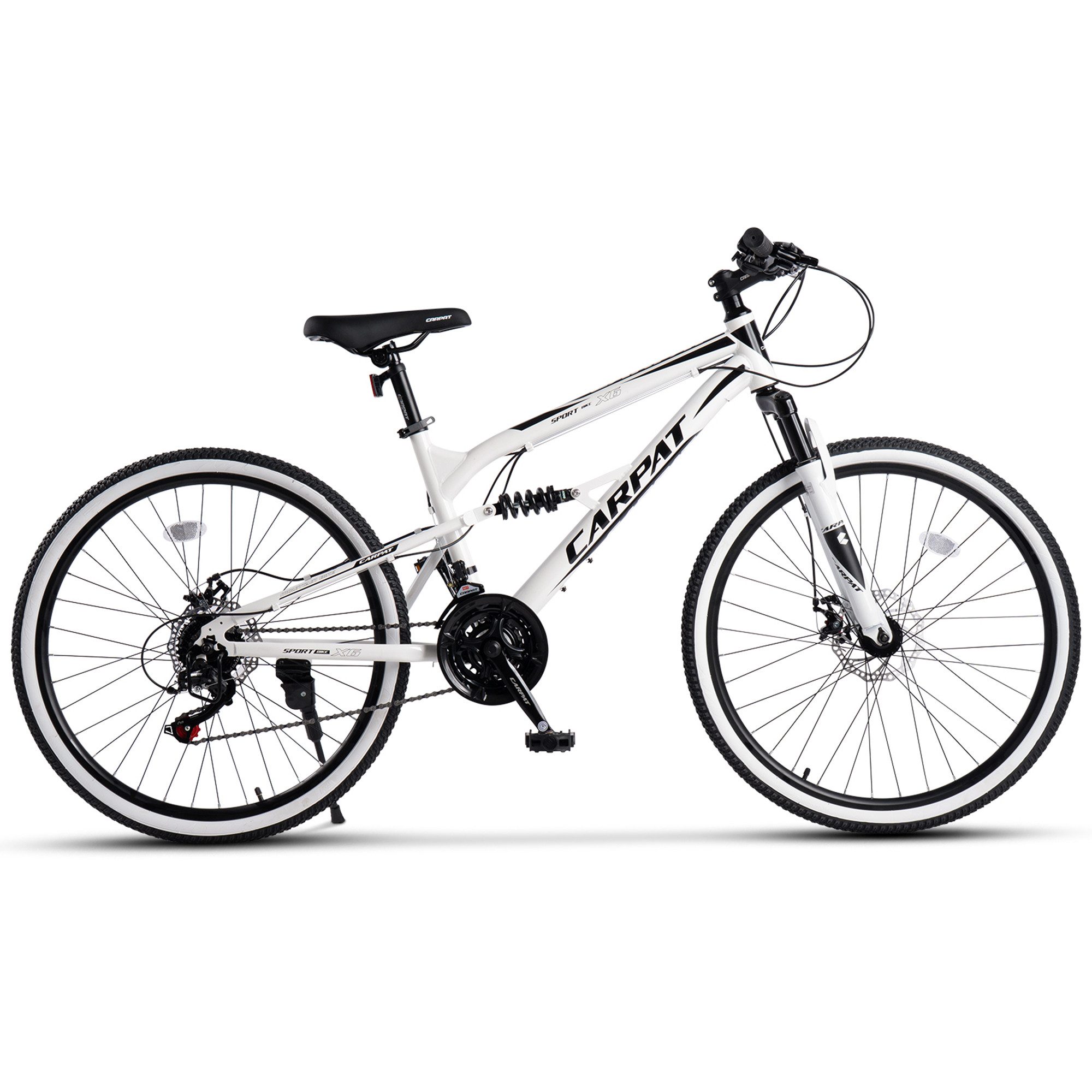 CARPAT SPORT Mountainbike 24 26 Zoll Fahrrad für Herren Damen Jungen, 21 Gang Shimano Tourney Schaltwerk, Kettenschaltung, mechanische Scheibenbremse, MTB Fahrrad Bike