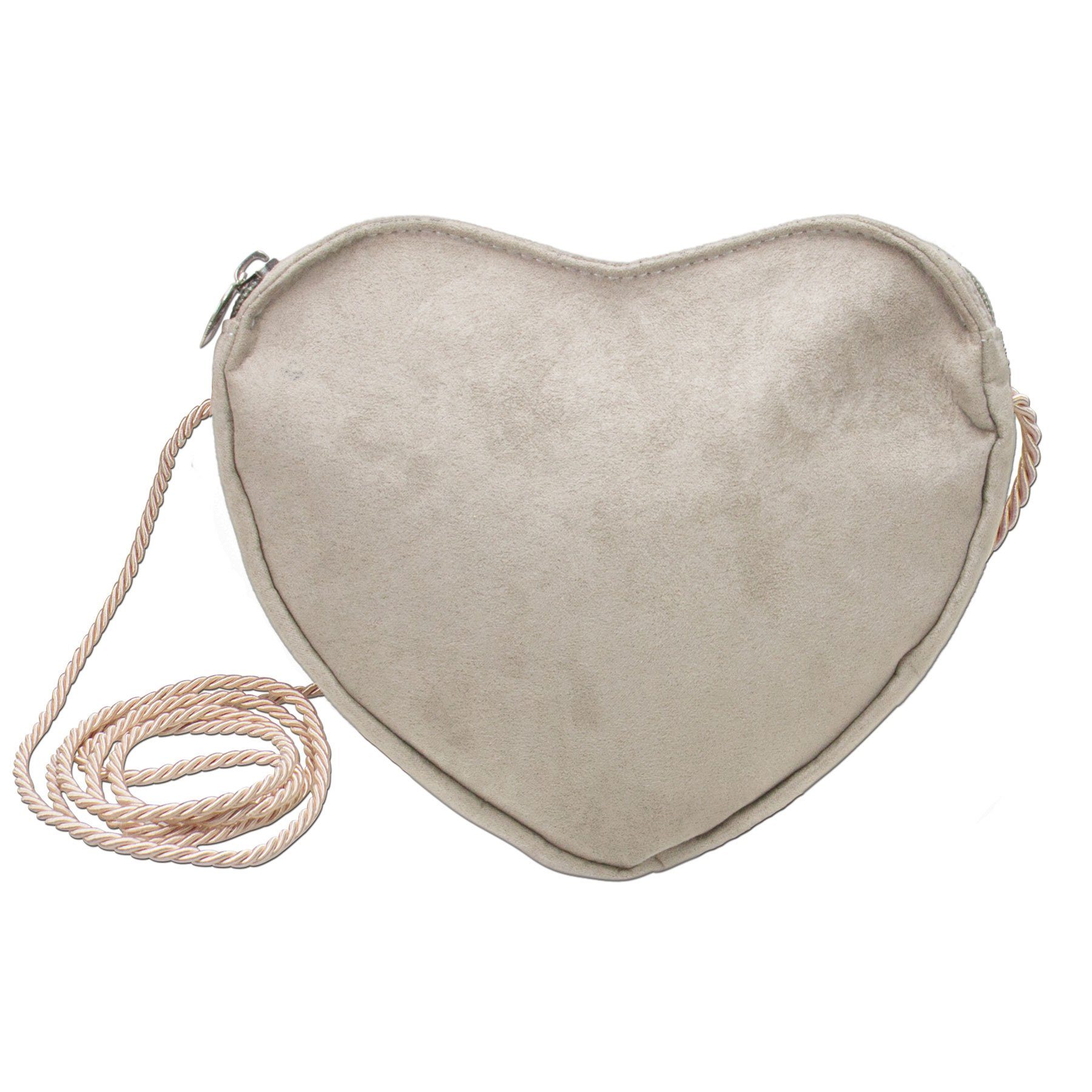 Alpenflüstern Schultertasche Herztasche (taupe-grau), - Damen Trachtentasche in Herzform, Schultertasche fürs Dirndl, Herz H