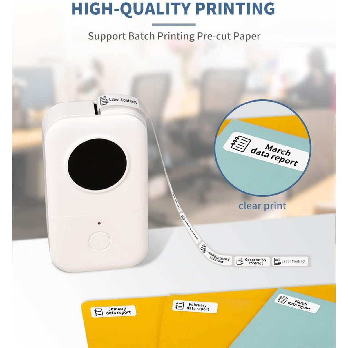 AURIVION Beschriftungsgerät Tragbarer Bluetooth Etikettendrucker für Smartphone & Büro, Label Printer Handheld Thermodrucker für schnelle Beschriftung