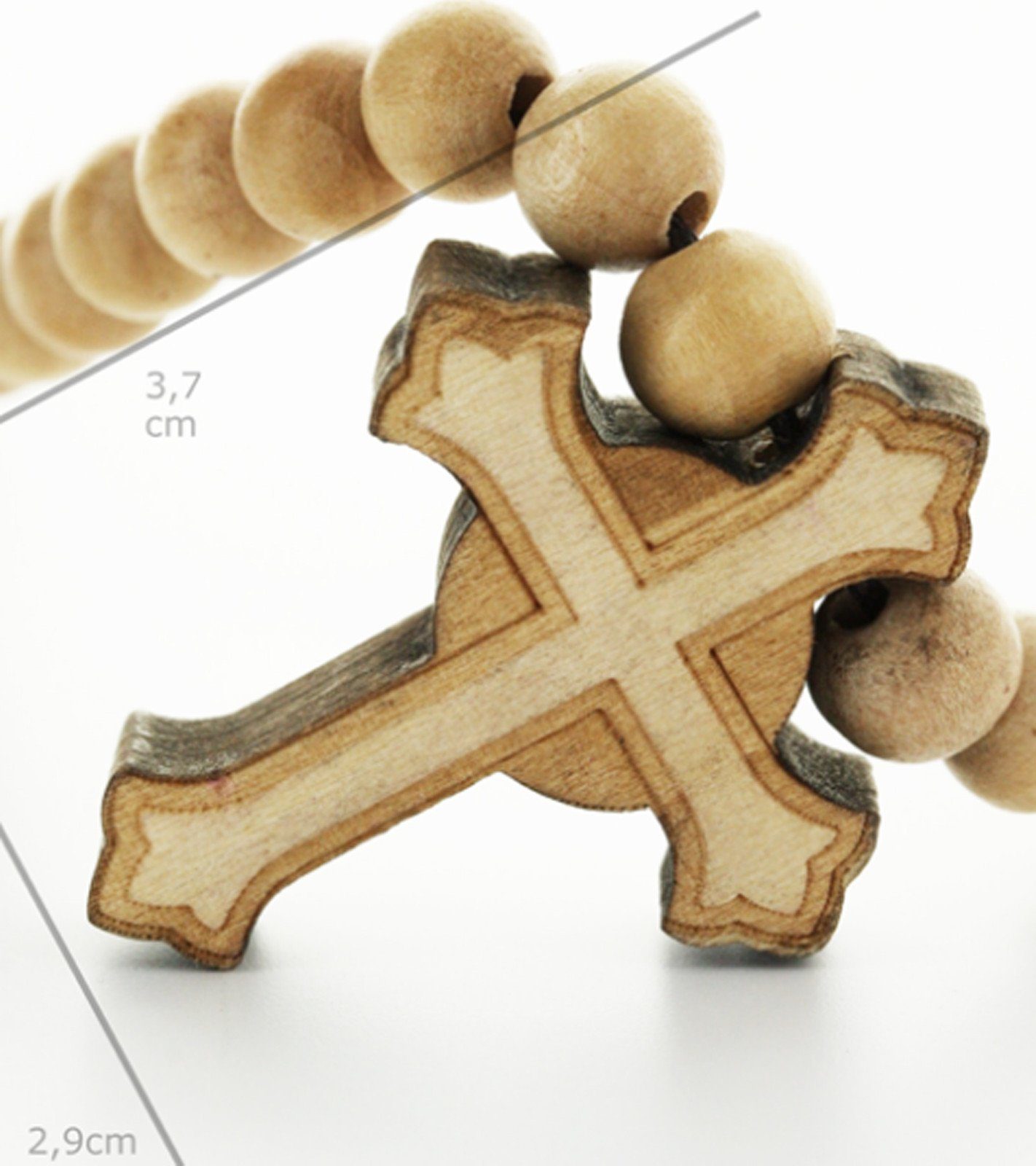 WOOD FELLAS Kreuz mit Mode-Schmuck WOOD Holz-Kette modische FELLAS keltisches Hals-Schmuck Halsband Beige Anhänger