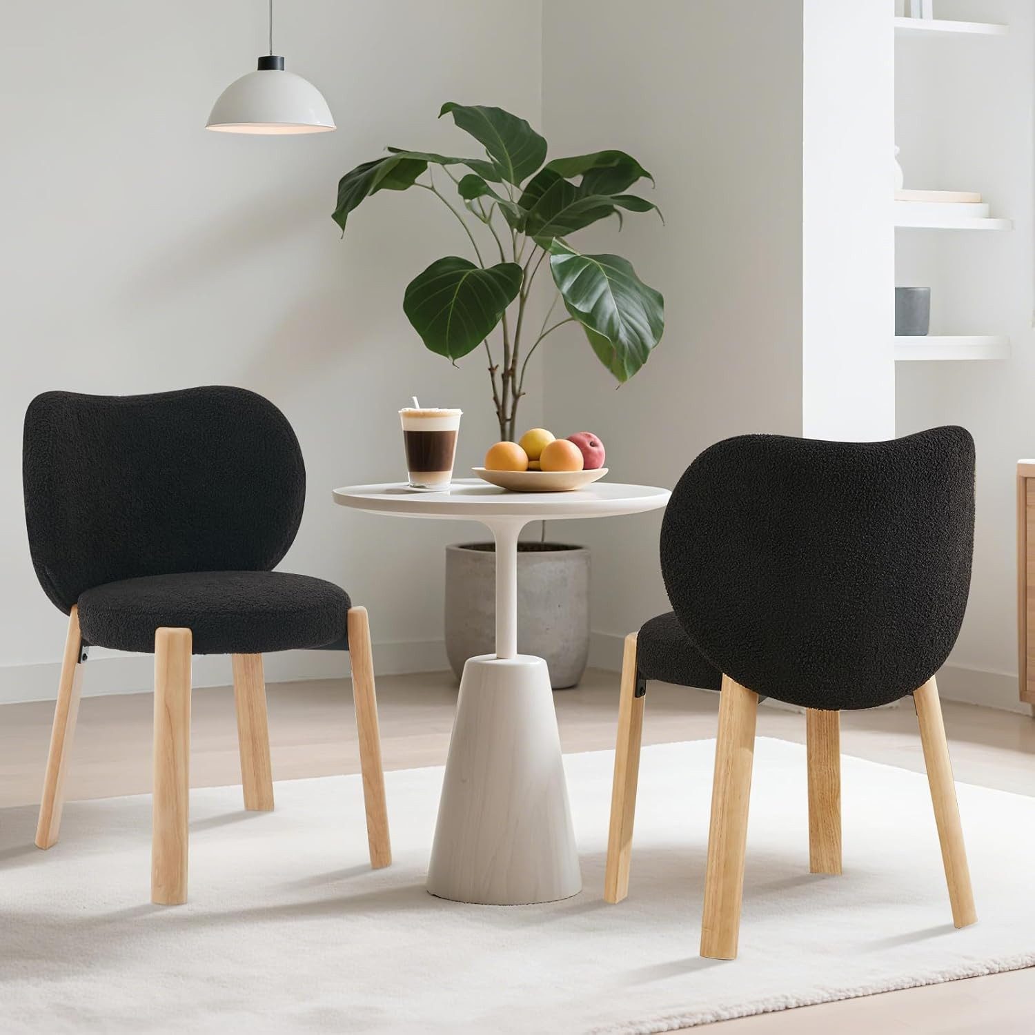 GarveeMore Barhocker Schminkhocker mit Herz-Rückenlehne, Kaninchenfell-Imitat-Bezug