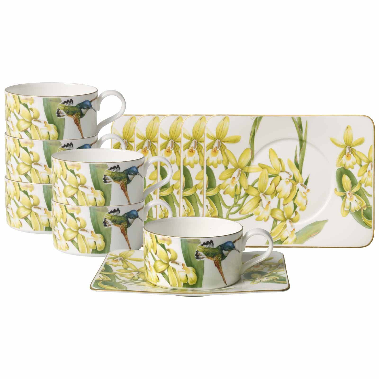 Villeroy & Boch Tasse Amazonia Teetassen mit Untertassen 230 ml 6er Set, 6-tlg., Porzellan