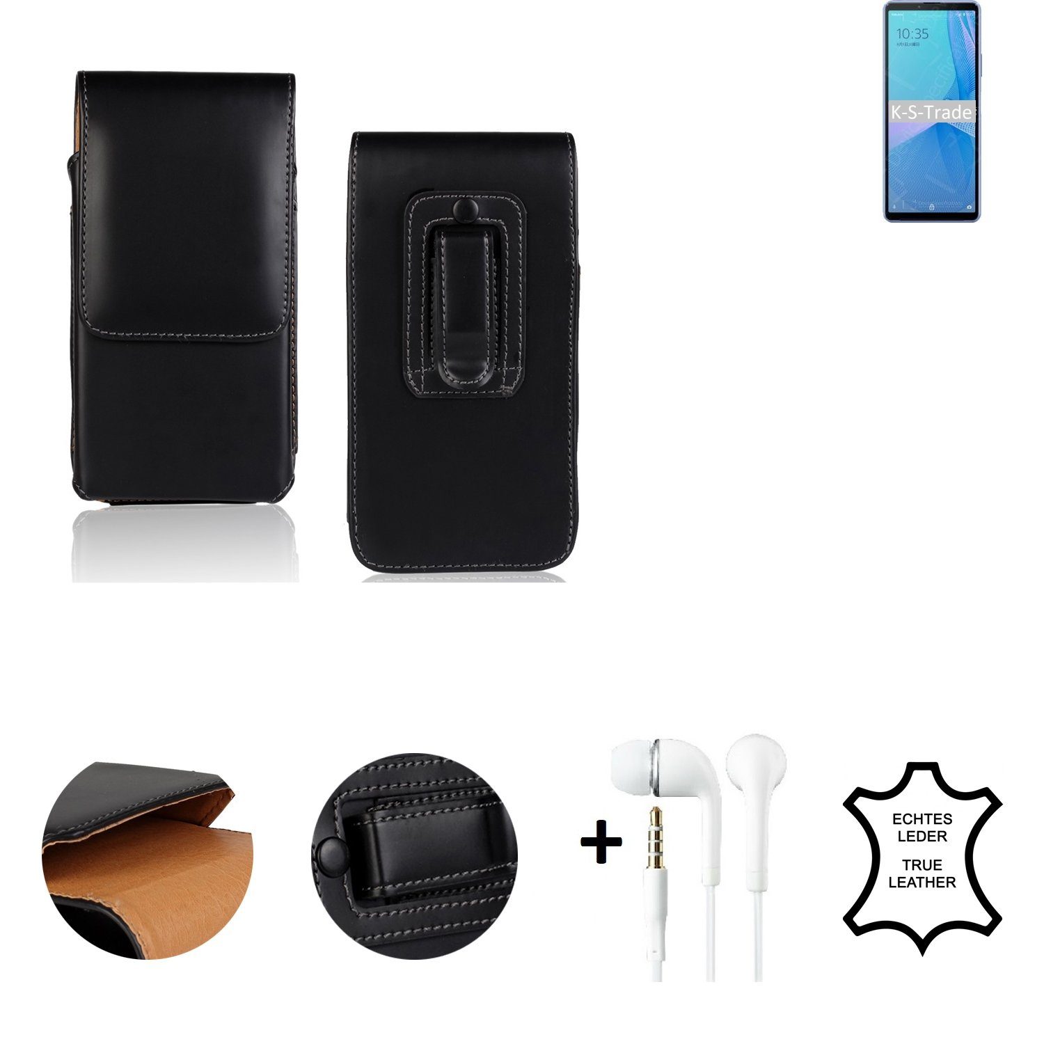 K-S-Trade Handyhülle, Leder Gürteltasche + Kopfhörer kompatibel mit Sony  Xperia 10 III Lite Seitentasche Belt pouch Holster Handyhülle Schutz Hülle  Etui schwarz 1x online kaufen | OTTO