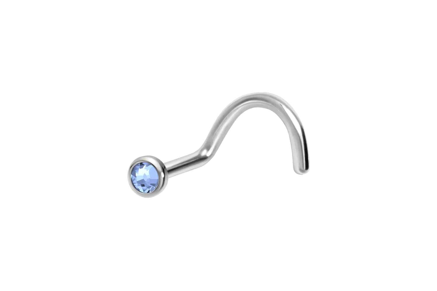 PIERCINGLINE Nasenpiercing Titan Nasenstecker Spirale FLACHE KRISTALLDISC (Nasenstecker, 1-tlg)