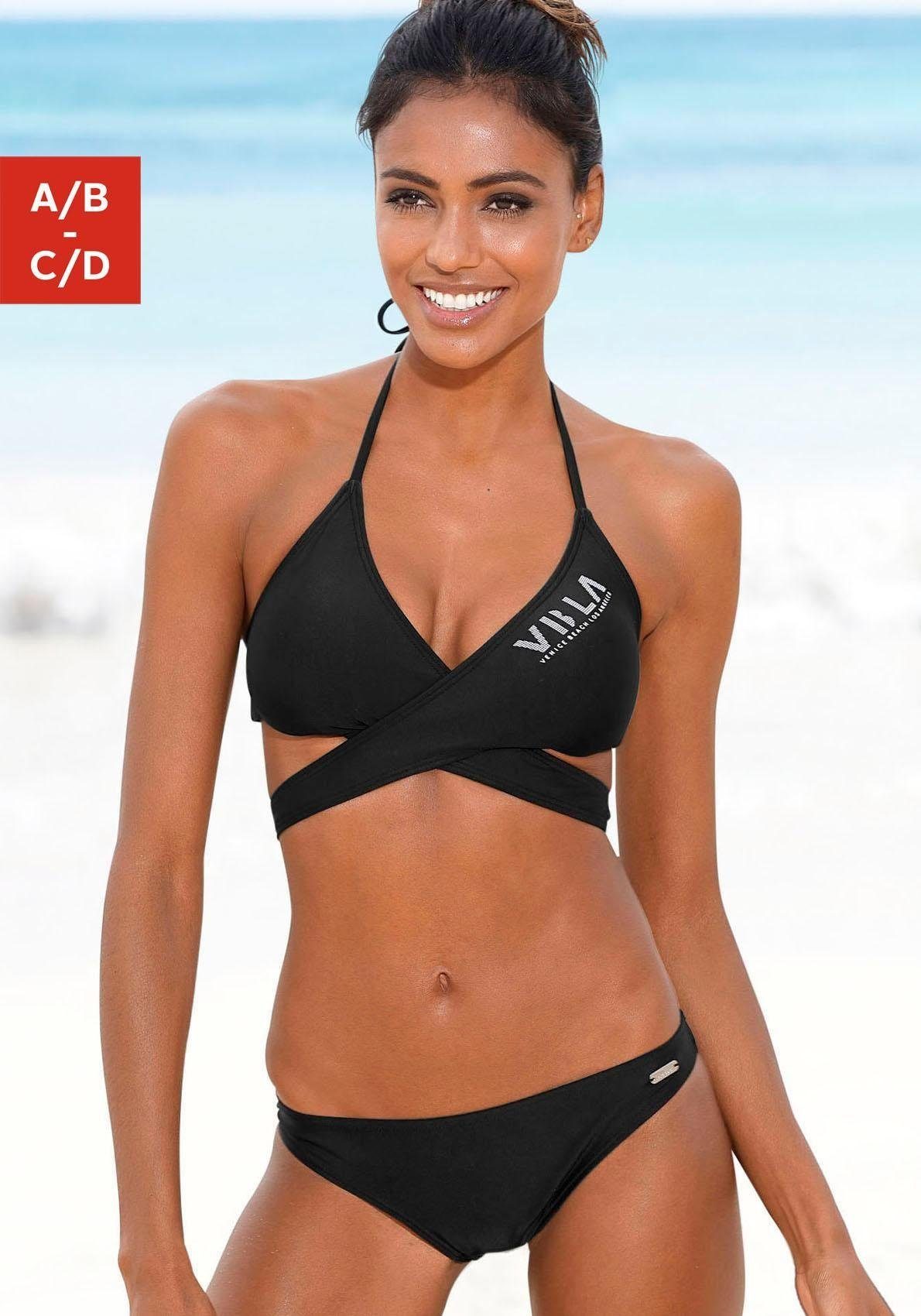 Venice Beach Triangel-Bikini mit Top zum Wickeln schwarz