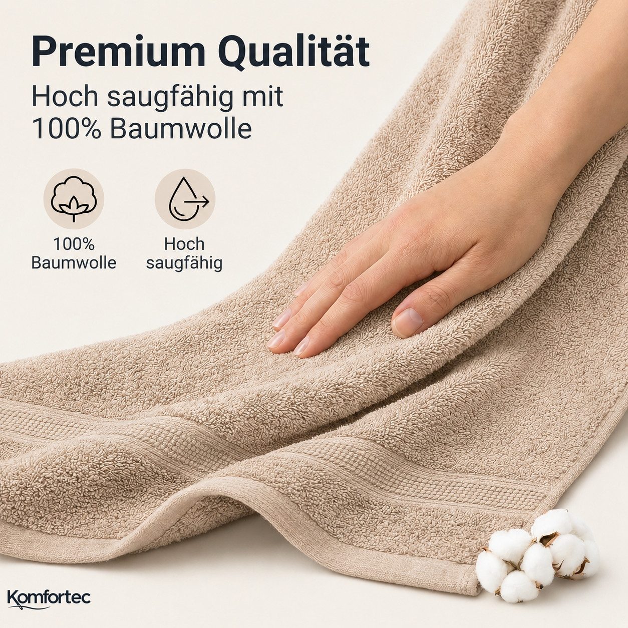 Komfortec Gästehandtücher Set aus 100% Baumwolle, (12-St)
