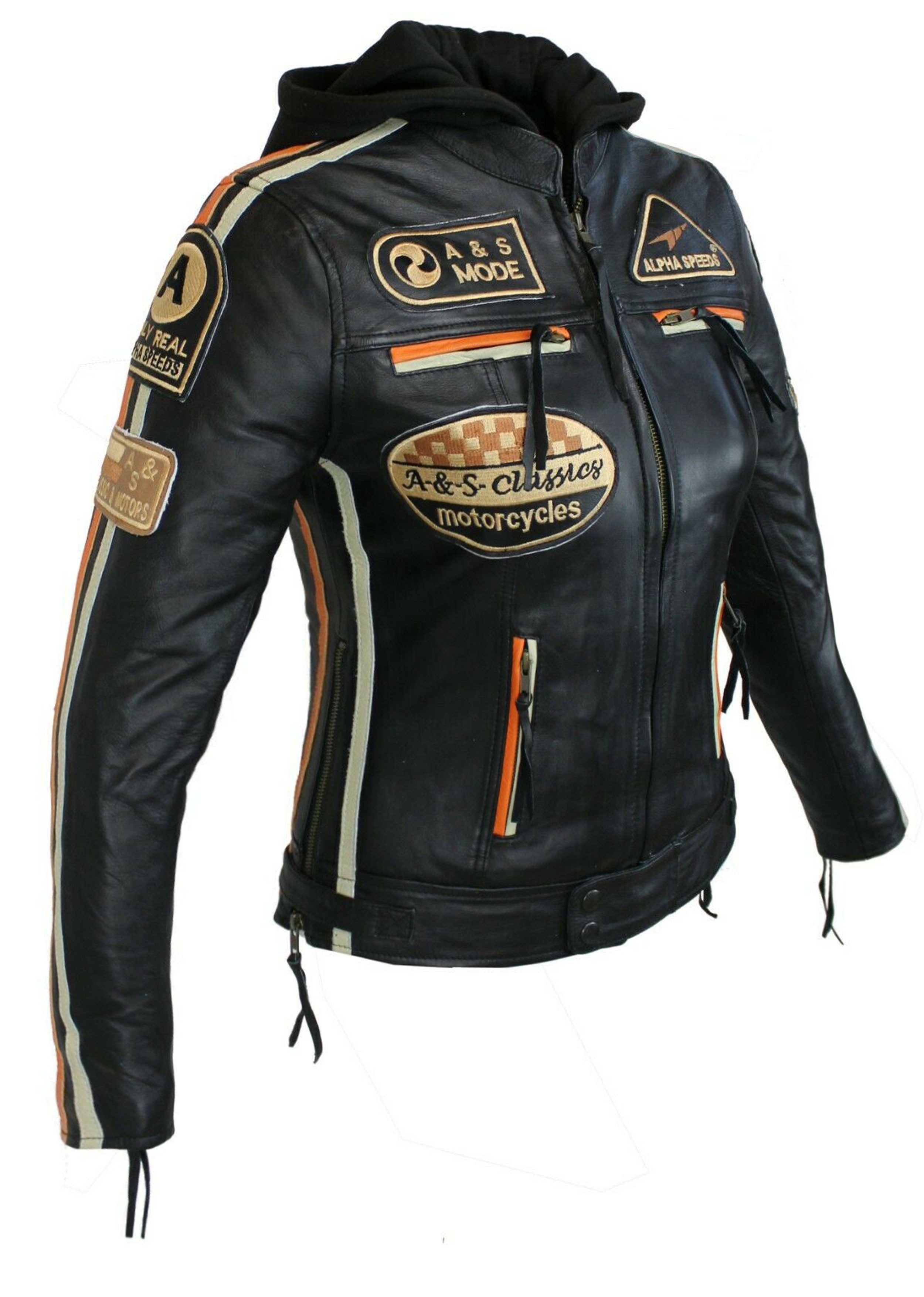 Alpha Speeds Bikerjacke Damen Leder Jacke günstig online kaufen