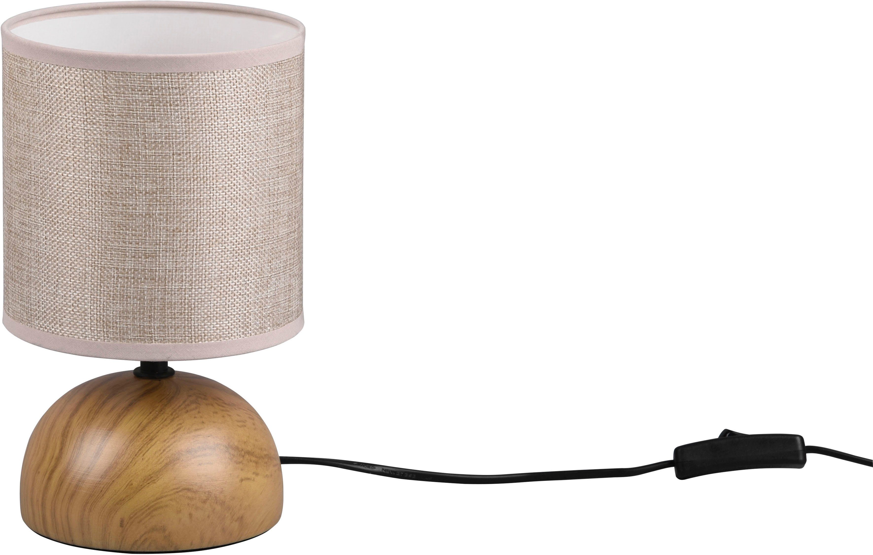 Reality Leuchten Schreibtischlampe Luci, Ein-/Ausschalter, ohne Leuchtmittel, warmweiß - kaltweiß, Keramik Tischleuchte in Holzoptik, mit Stoffschirm, exkl 1xE14 max 40W