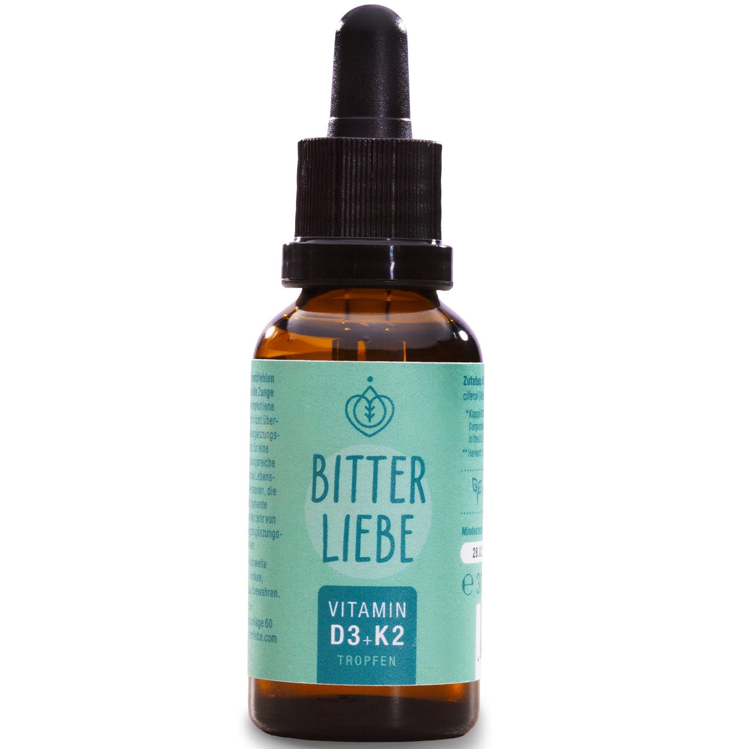 BitterLIebe - Vitamin D3 K2 Tropfen - hochdosiert - starke Knochen & Immunsystem - Tropfen