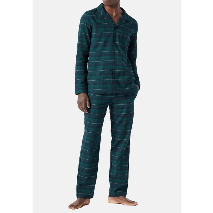 Schiesser Pyjama Warming Nightwear (Set 2 tlg) Pyjama Langarm - Baumwolle -