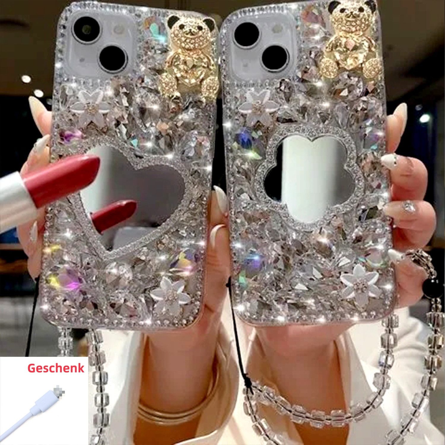 trends for living Handyhülle Glitter Edelsteine Hülle für iPhone 16 Pro Max Plus Handy Schutz