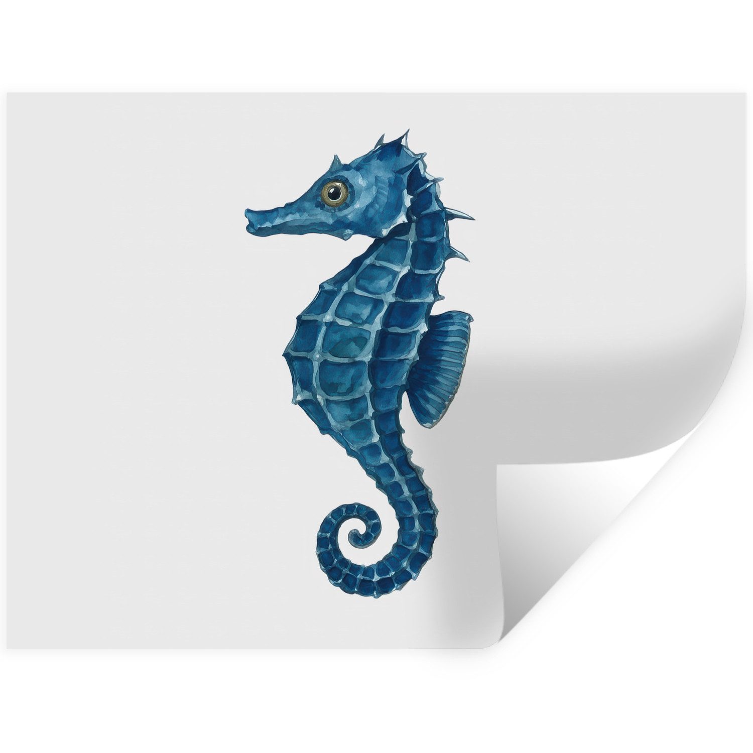 MuchoWow Wandsticker Seepferdchen - Schwanz - Blau (1 St), Wanddeko, Aufkleber, Wandtattoo, 120x90 cm