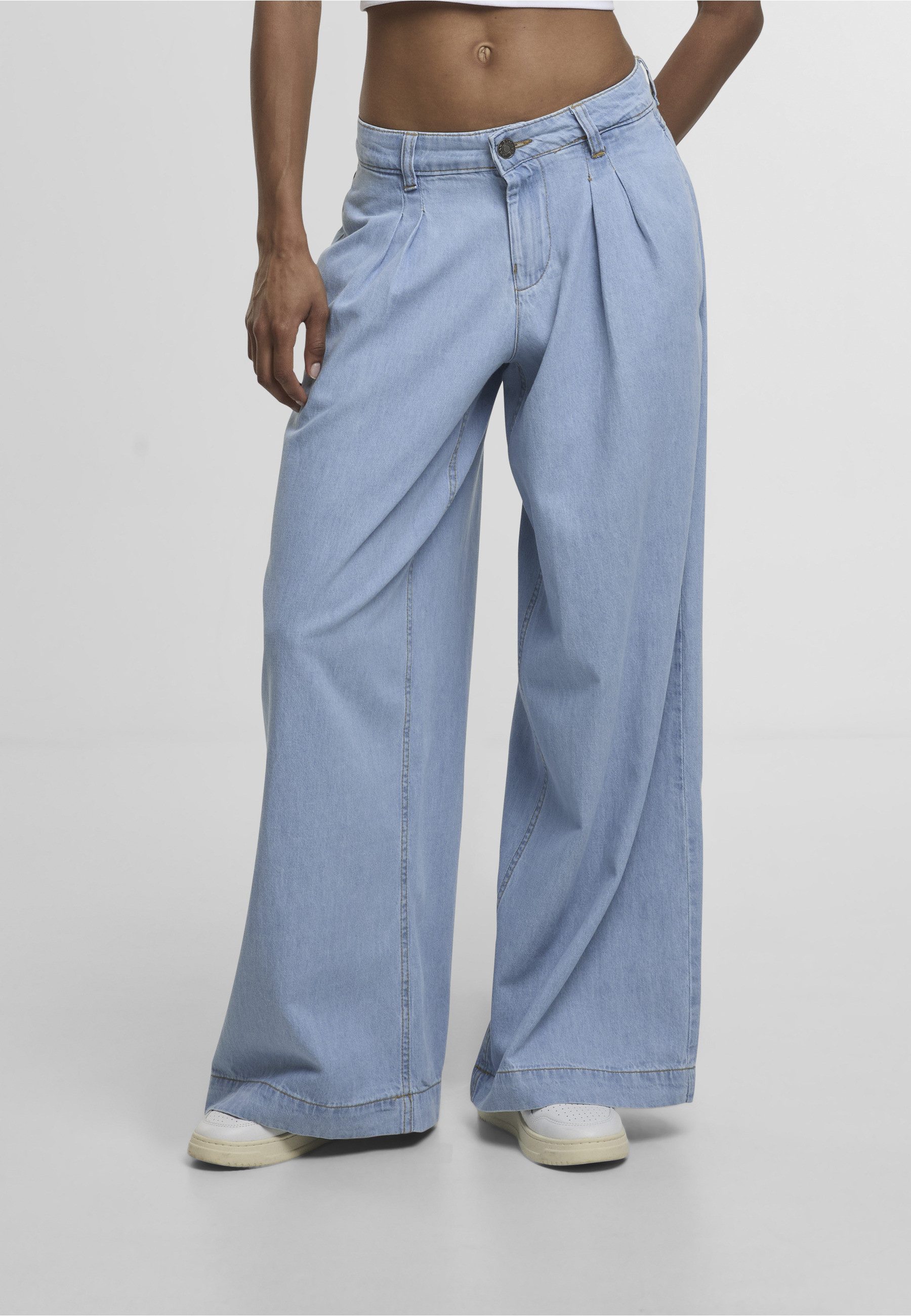 URBAN CLASSICS Bequeme Jeans Urban Classics Ladies Wide Leg Light Denim Pants
