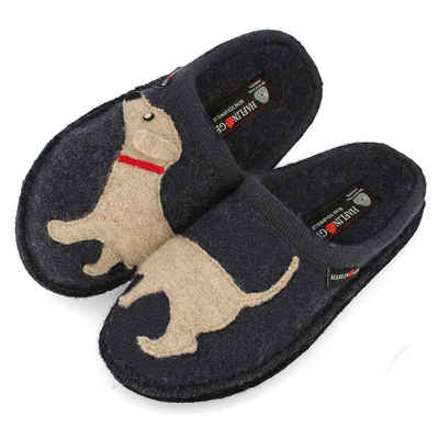 Haflinger Flair Dackel Pantoffeln aus gewalkter Wolle Hundemotiv Unisex Hausschuh