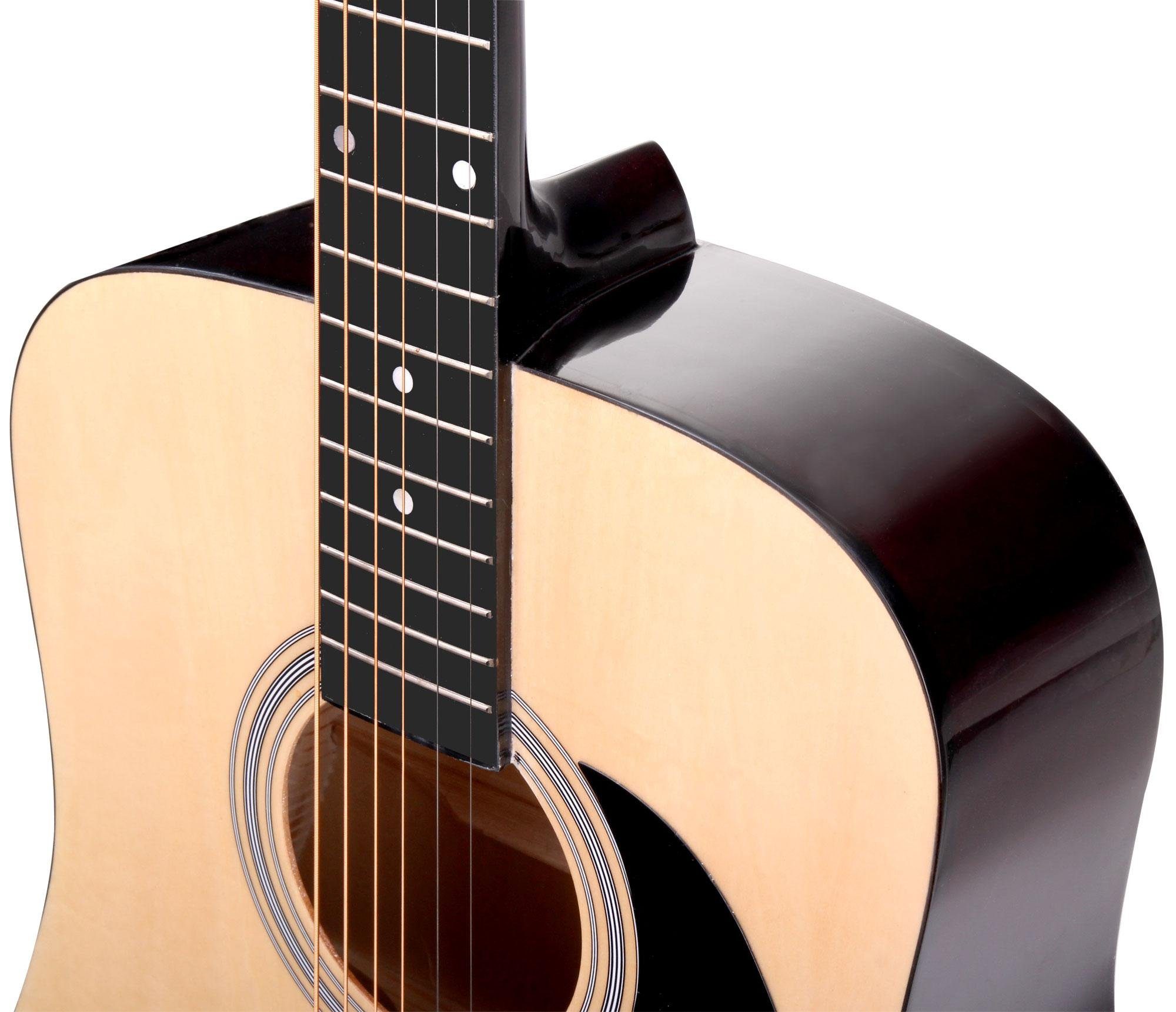 Classic Cantabile Westerngitarre WS-10 Akustikgitarre für Anfänger & Fortgeschrittene, Dreadnought, Acoustic Guitar - Decke, Boden, Zargen: Linde laminiert