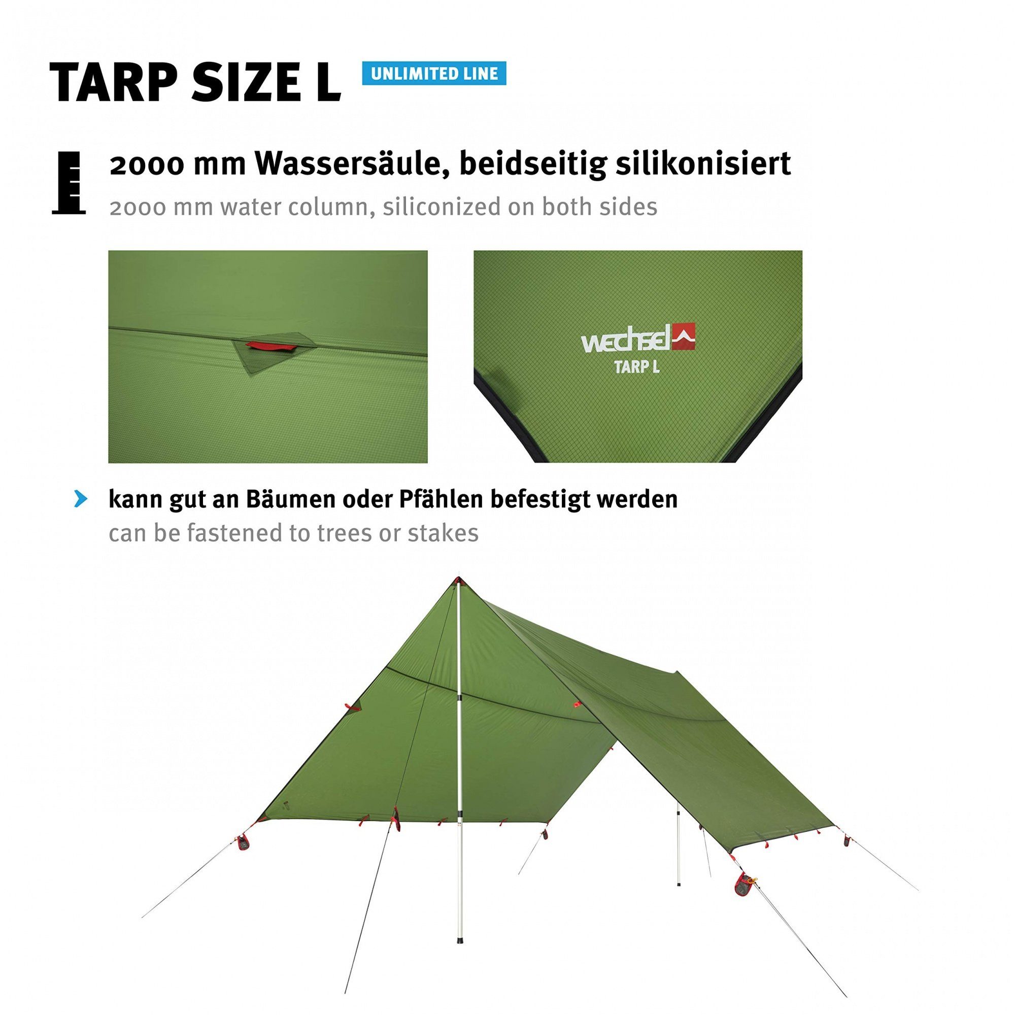 cm, Grün - Wechsel Tarp-Zelt 435 L reißfestes Tents 400 Tarp Extrem x Zeltdach,