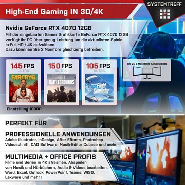 SYSTEMTREFF Gaming-PC (Intel Core i9 13900K, GeForce RTX 4070, 32 GB RAM, 1000 GB SSD, Wasserkühlung, Windows 11, WLAN)