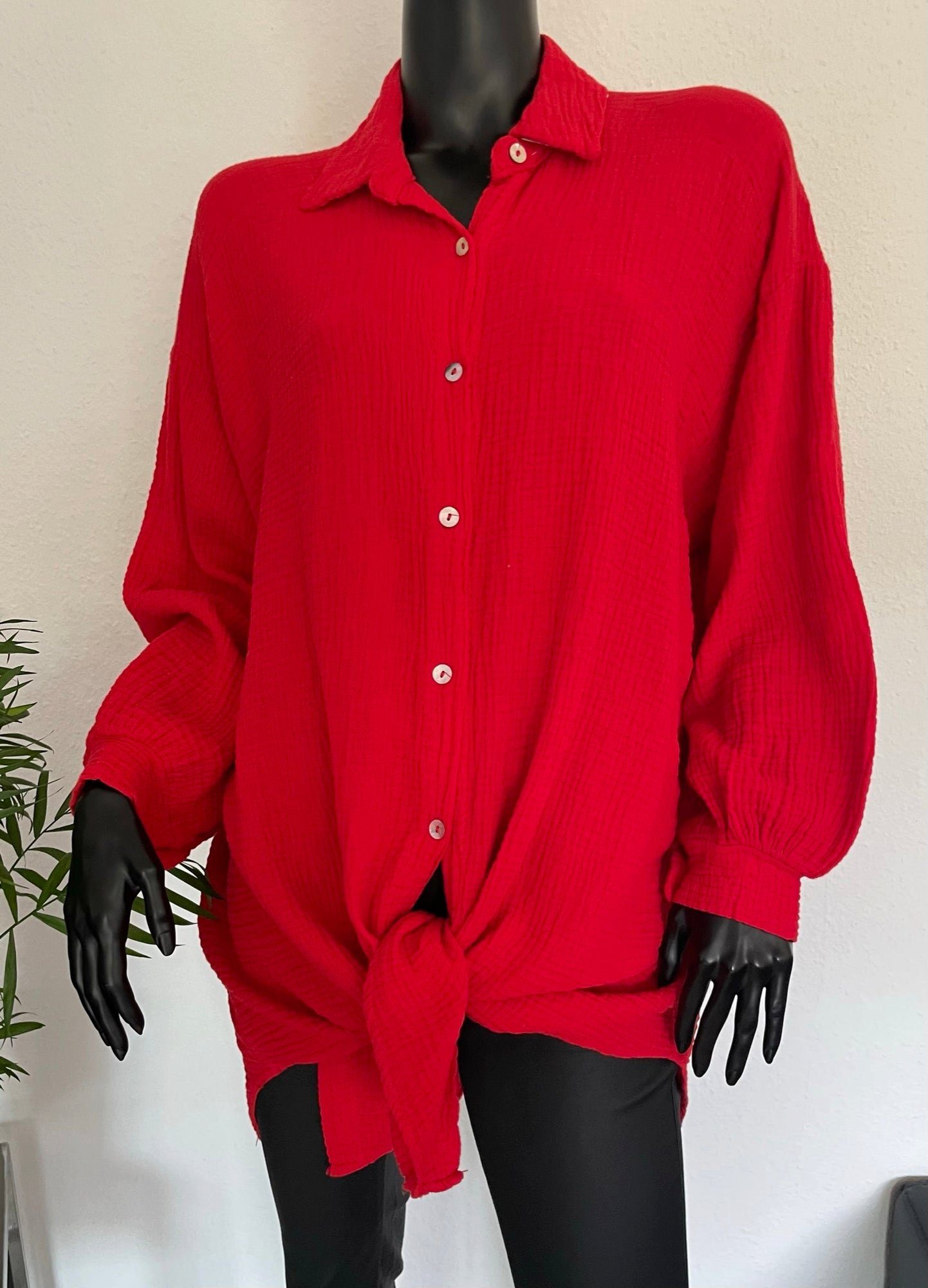 TrendFashion online Longbluse Musselin Bluse rot lang
