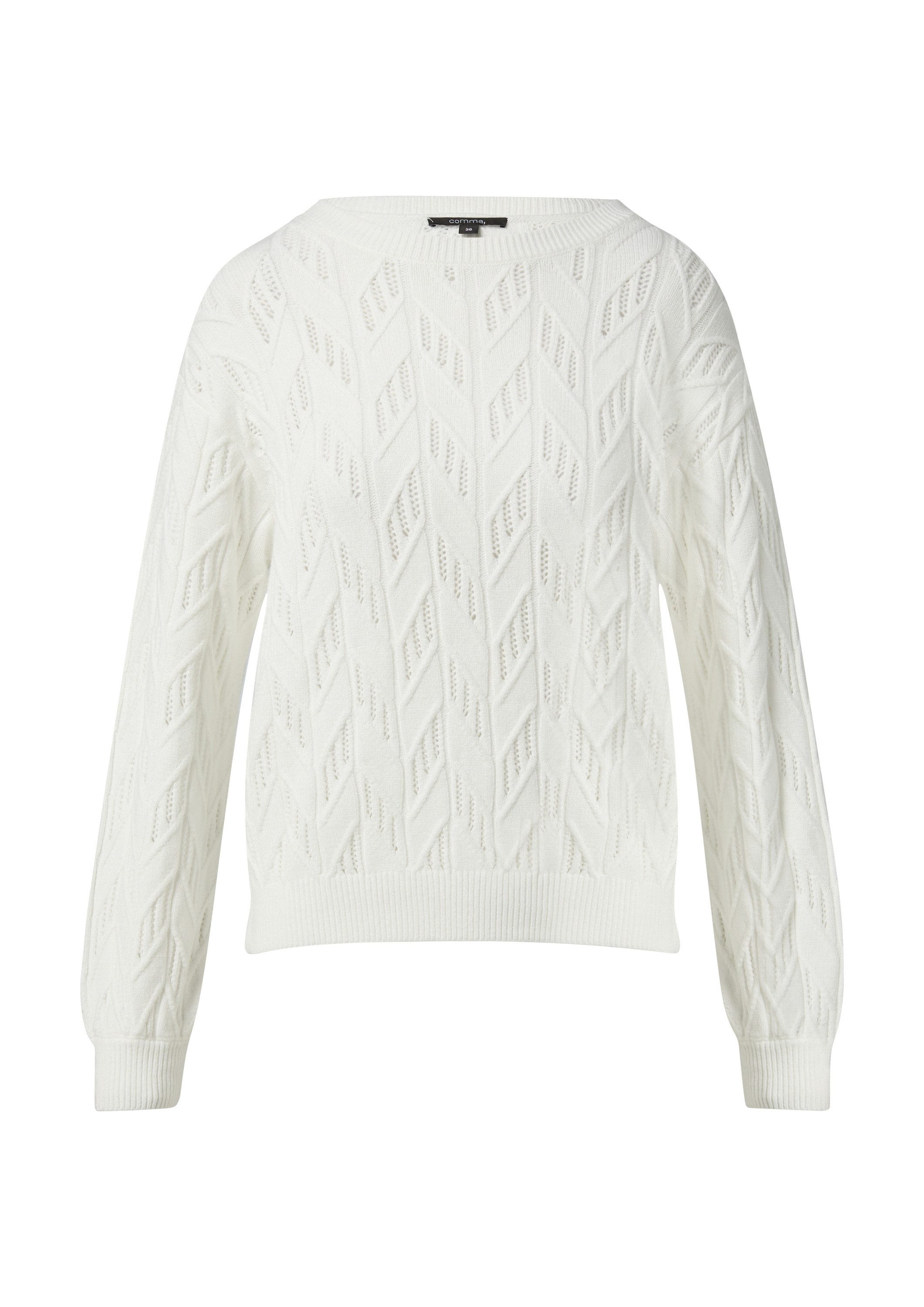comma Longpullover Strickpullover Relaxed-Fit-Strickpullover mit Strukturmuster