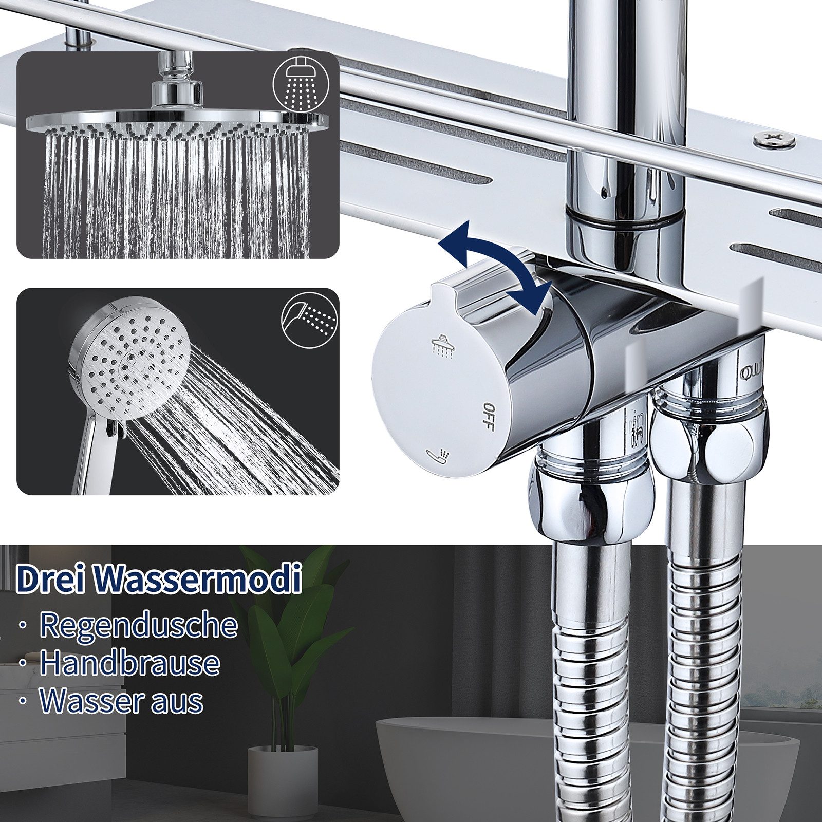 HOMELODY Duschsystem Regendusche Duschsystem ohne Armatur mit Ablage, Regen günstig online kaufen