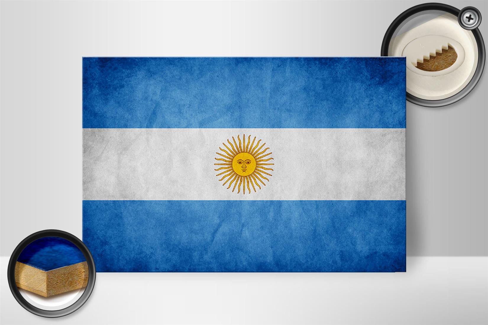 Femer GmbH Holzbild Flagge 30x20cm Argentinien Fahne, Flaggen (1 St), Glatte Holzfaserplatte (MDF), vorn beschichtet